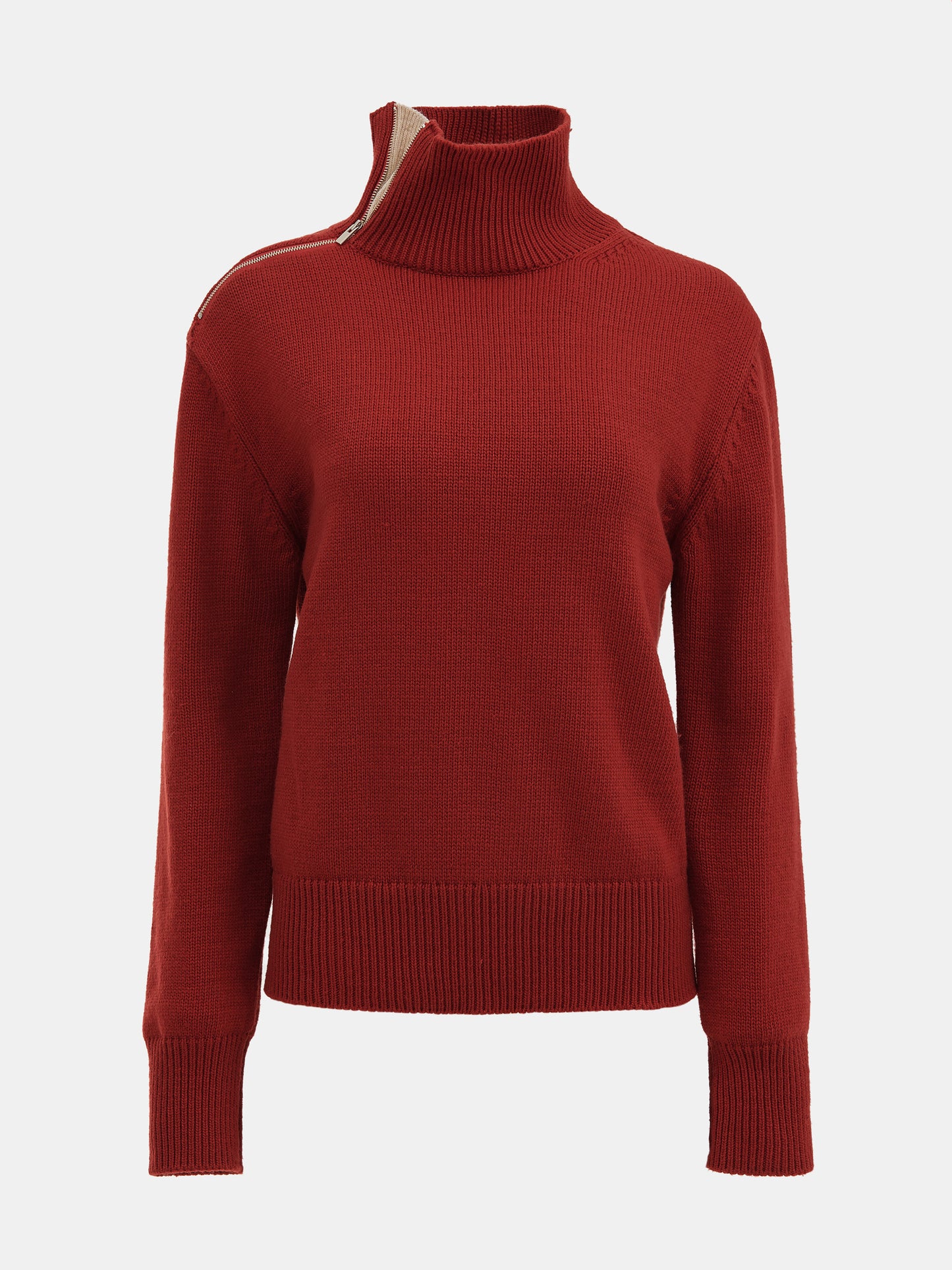 Konny Zip High Neck Jumper, Maroon