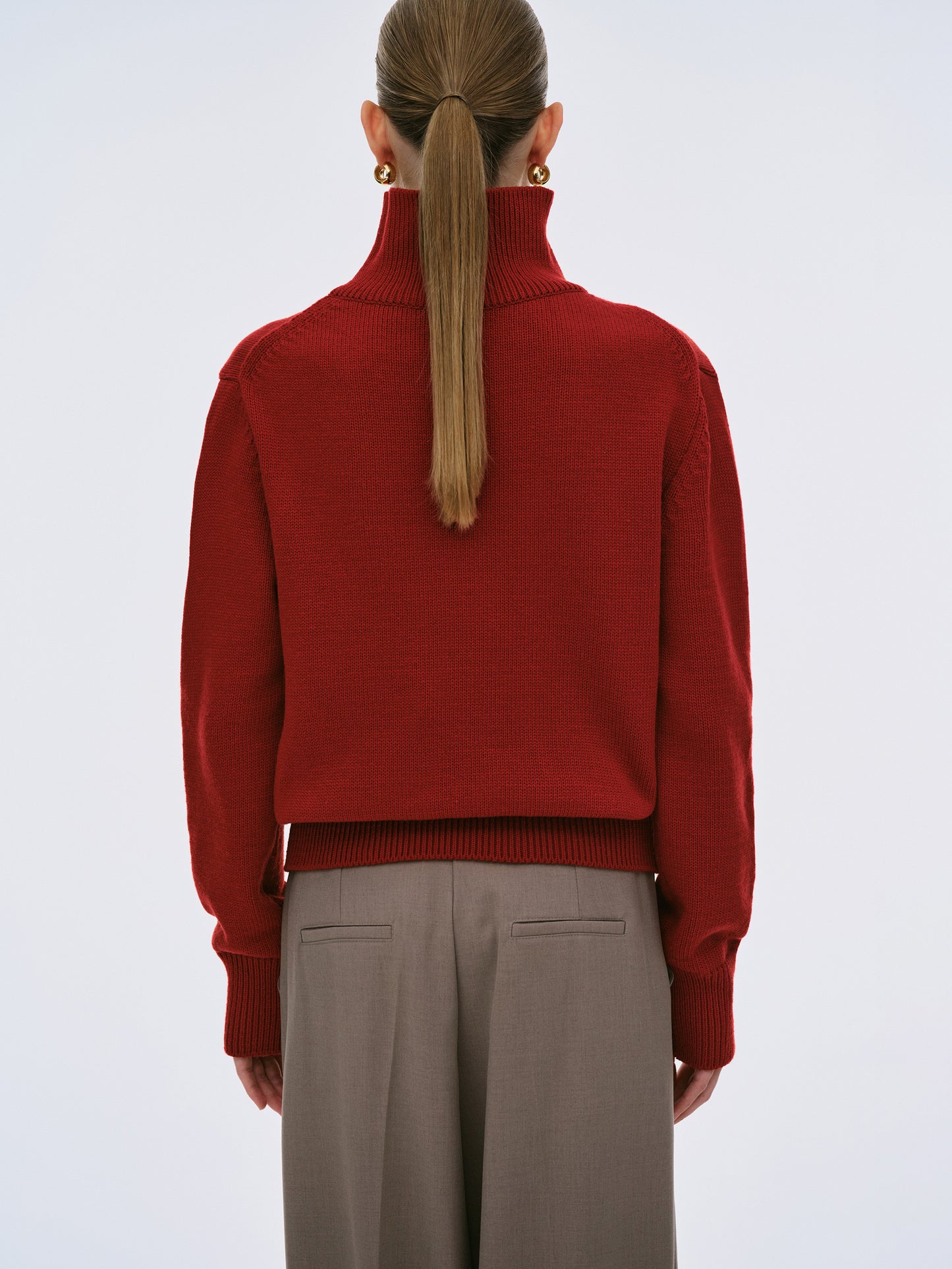 Konny Zip High Neck Jumper, Maroon