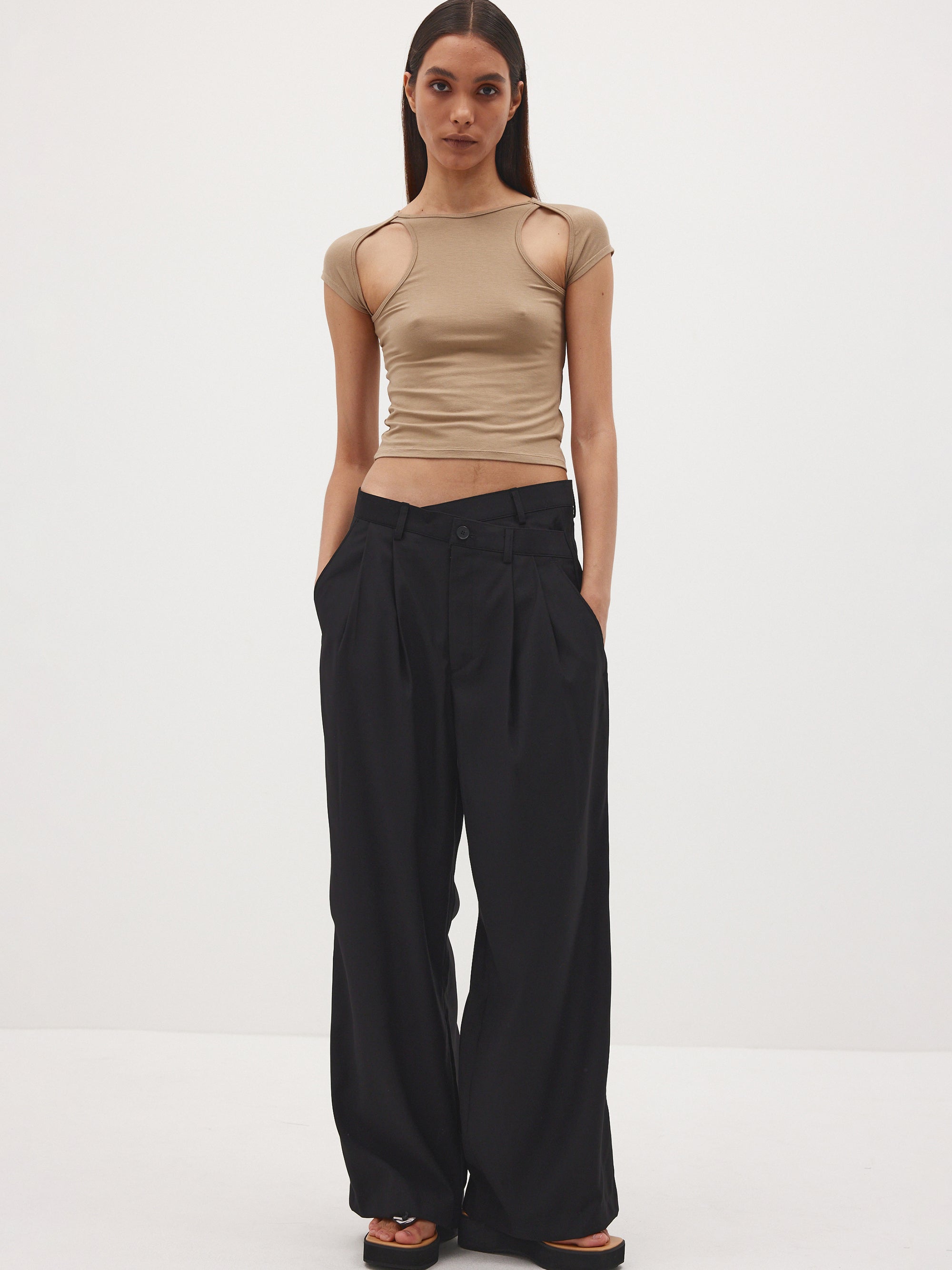 Recycled Low Waist Suit Pants Black