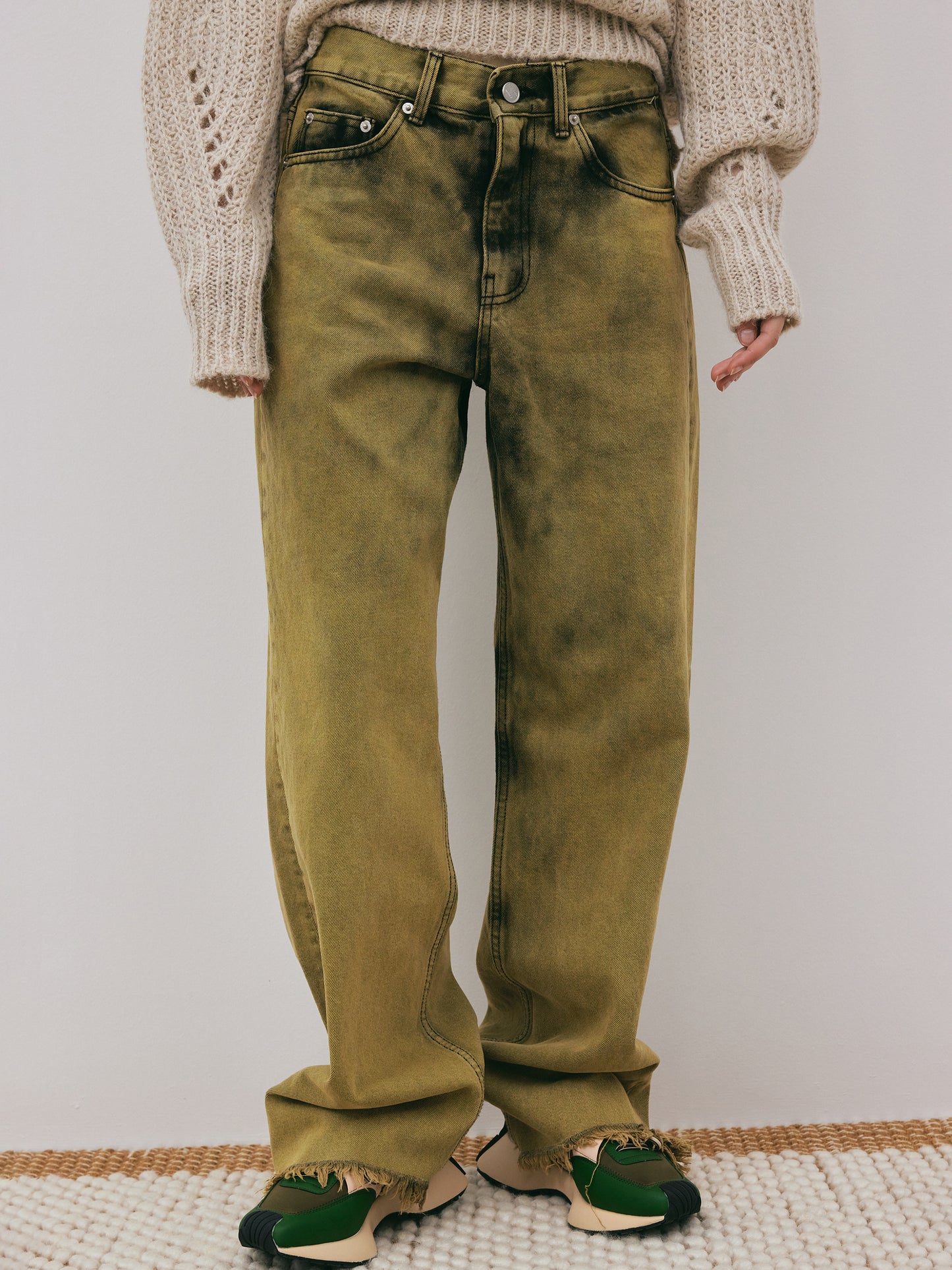 Acid Wash Boyfriend Jeans, Dijon