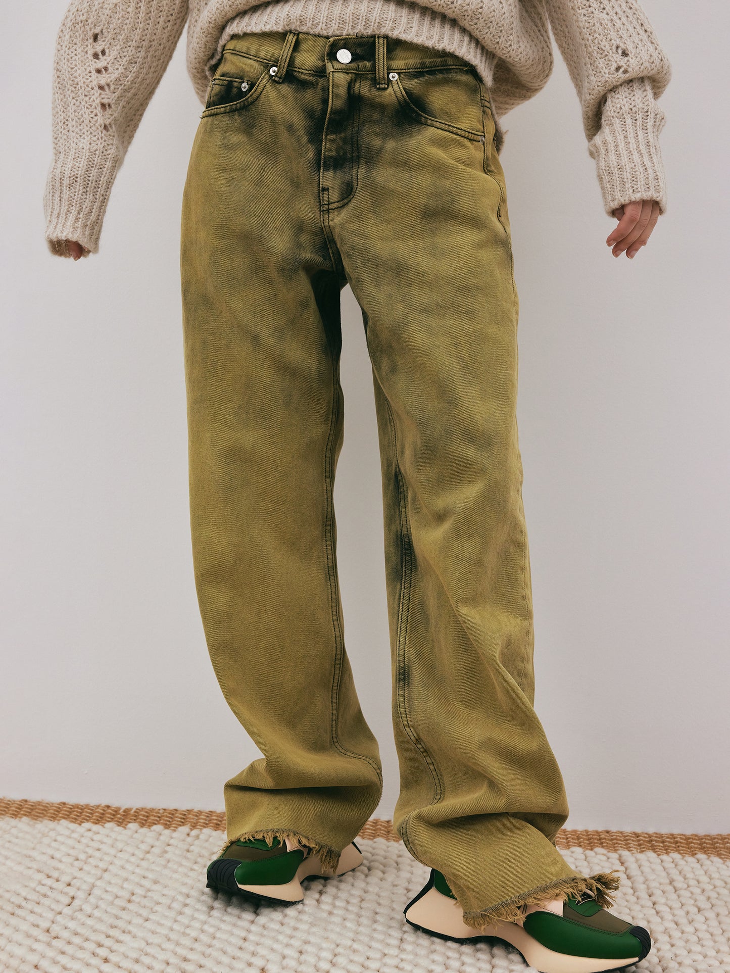 Acid Wash Boyfriend Jeans, Dijon