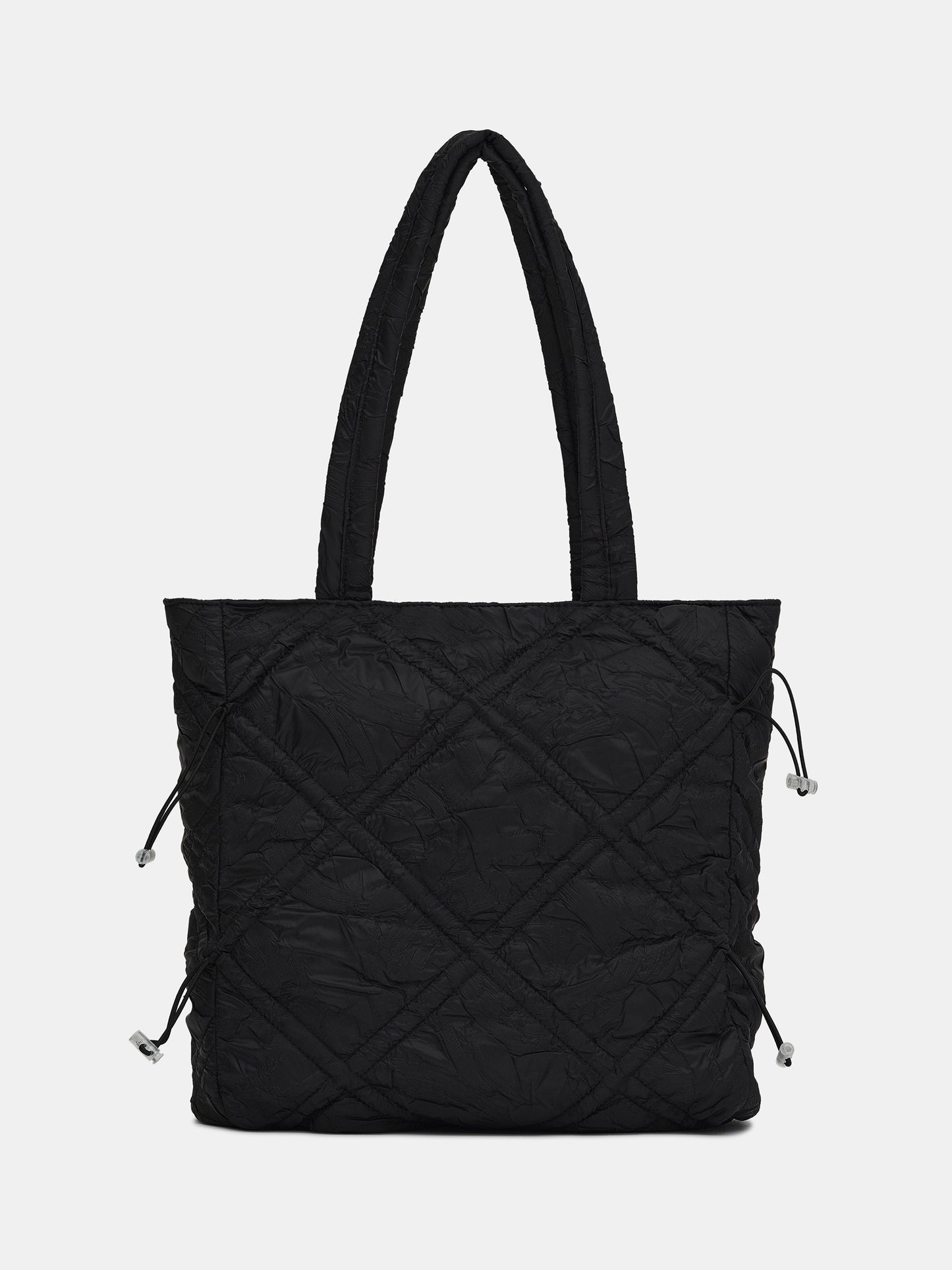 Quilted Pillow Tote Bag, Black
