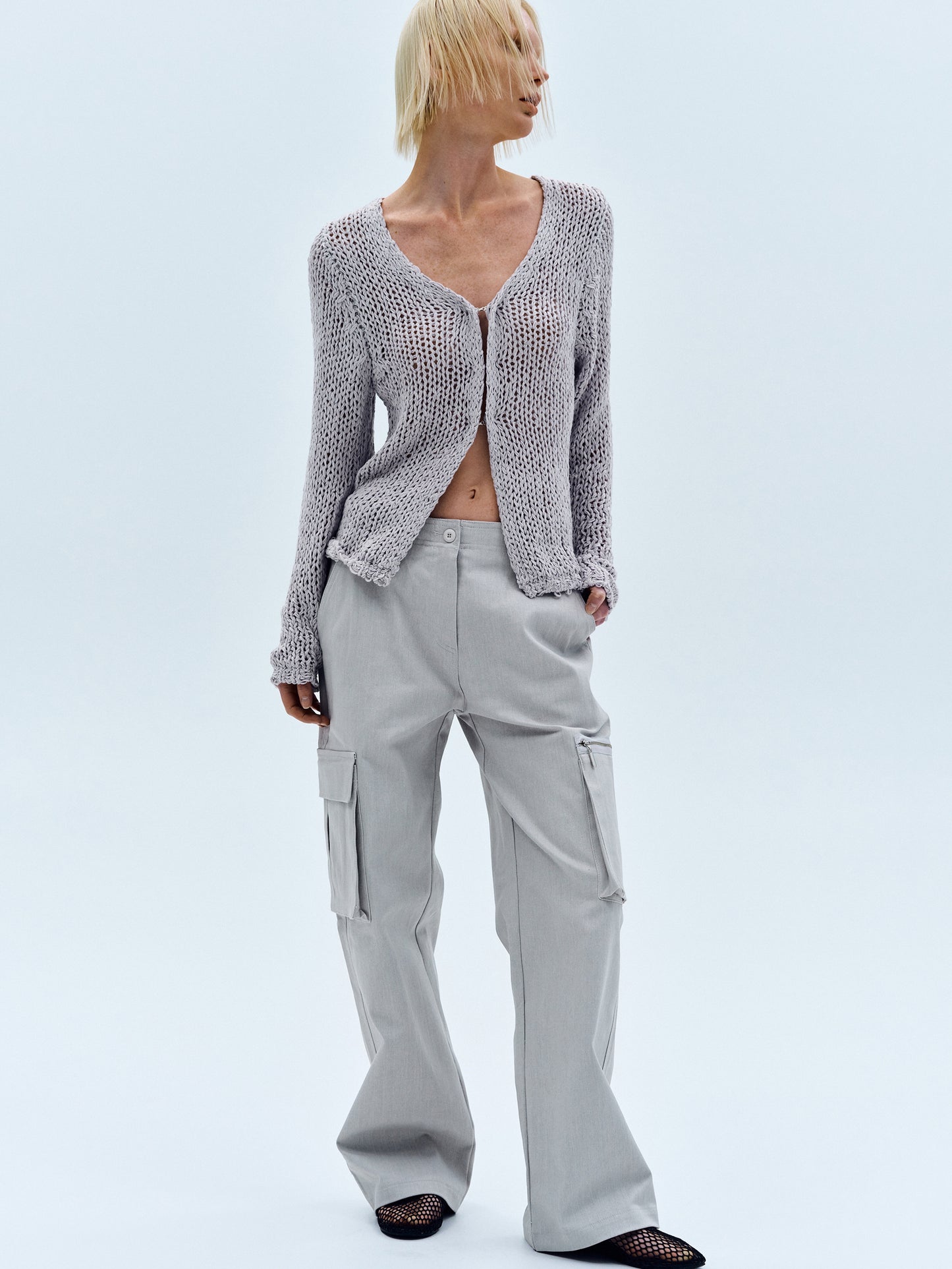 Rigid Pocket Cargo Pants, Cloud Grey