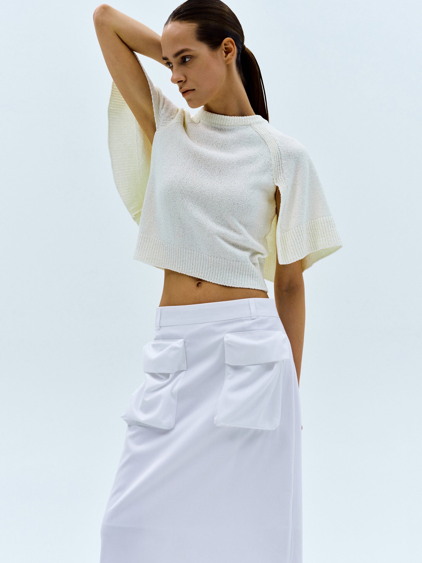 Poncho Knit Top, Ivory