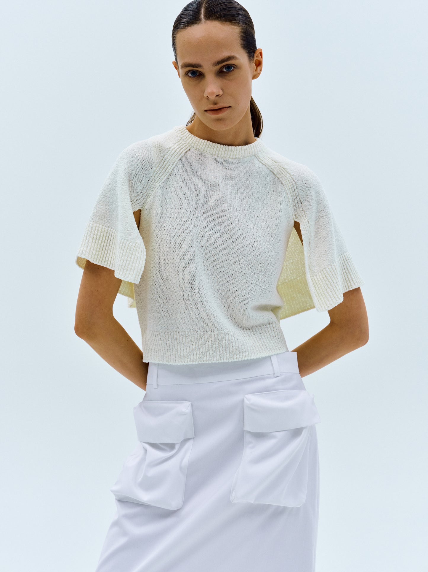 Poncho Knit Top, Ivory