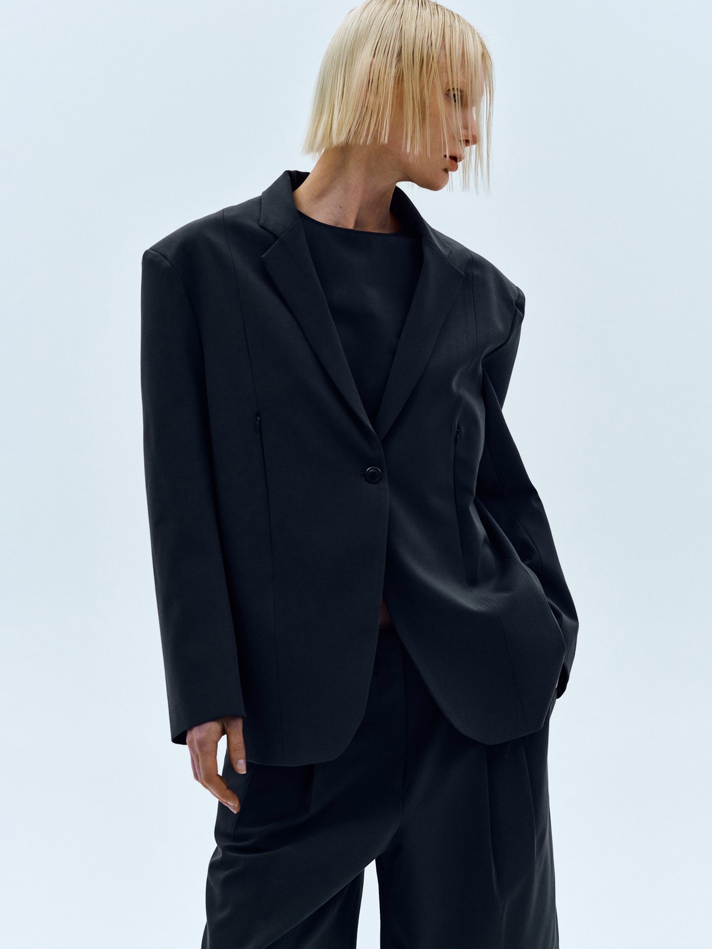 Zip Pocket Blazer, Charcoal