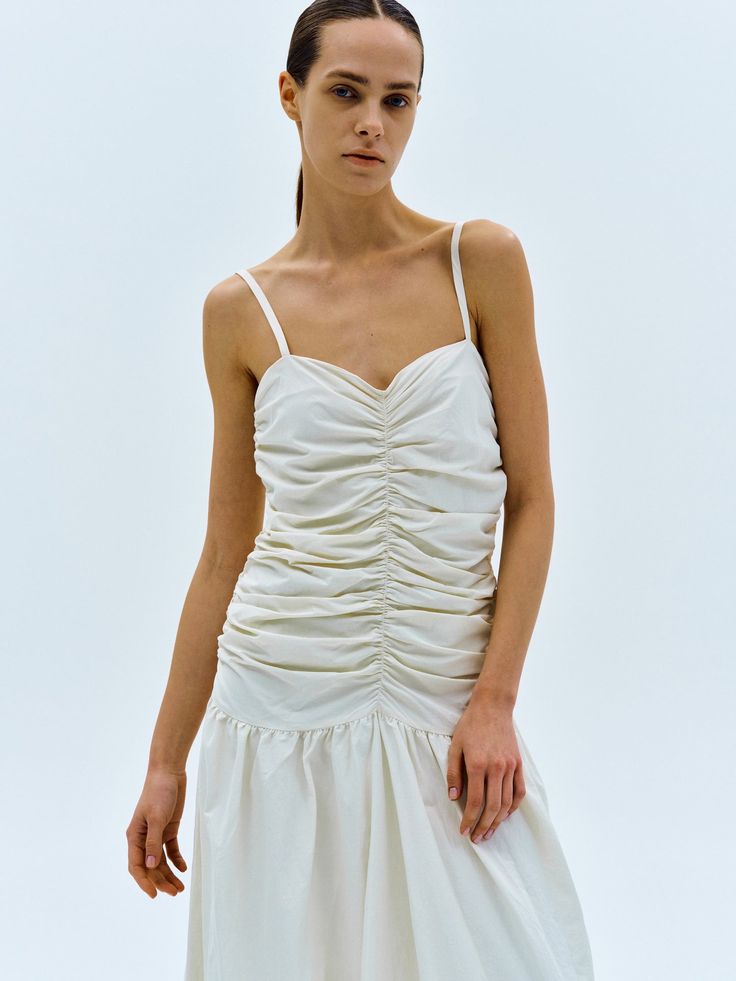 Shirred Sun Dress, Ivory