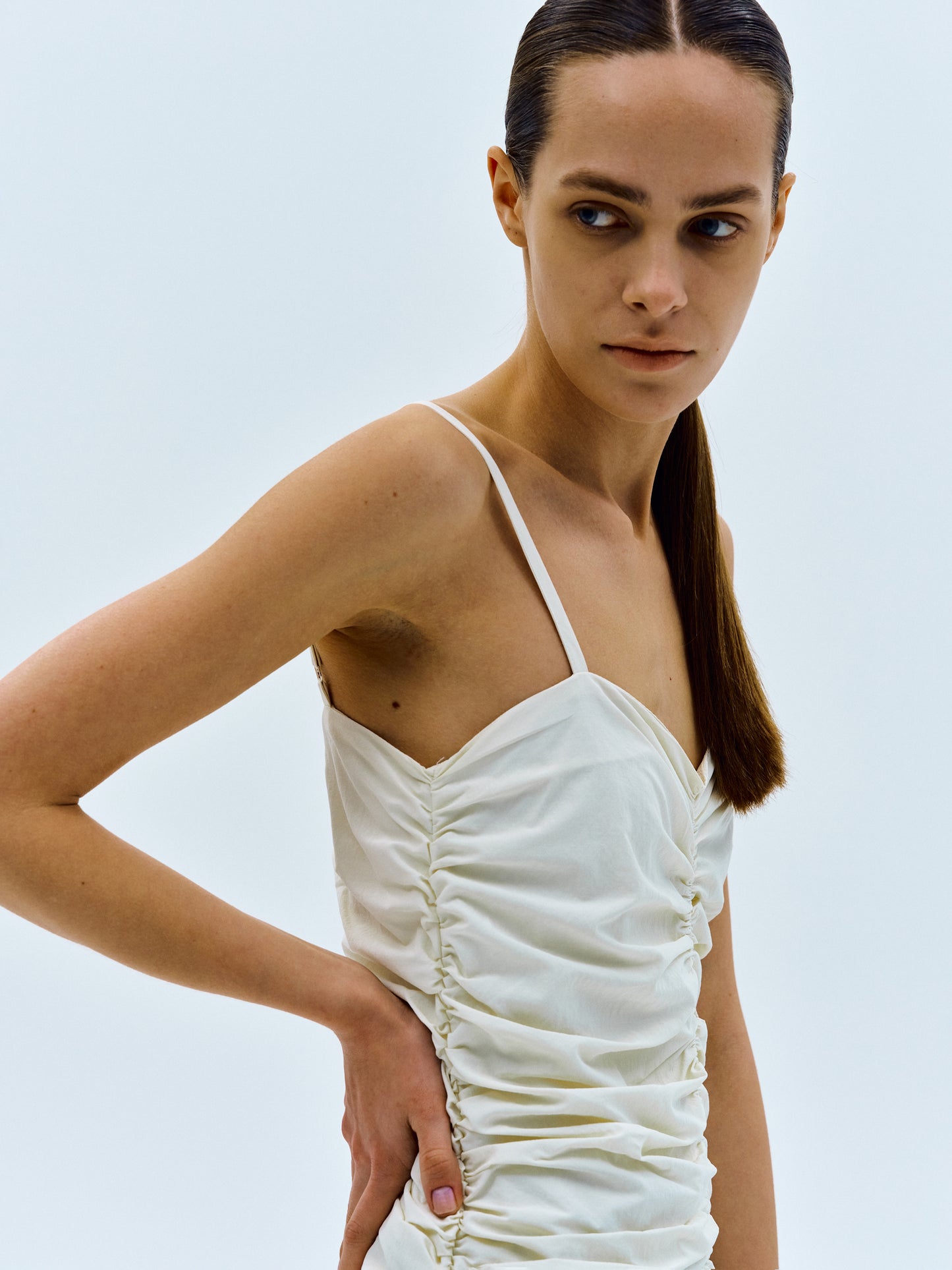 Shirred Sun Dress, Ivory