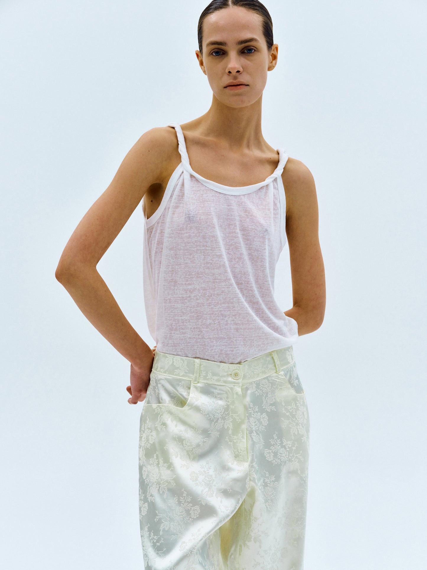 Twist Detailed Tank, White