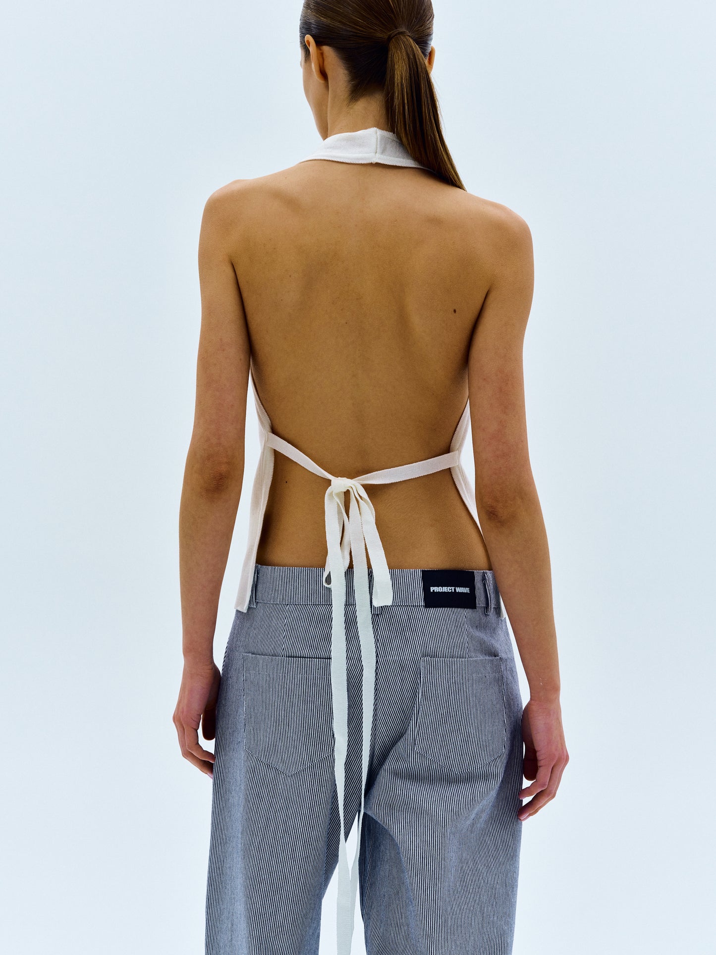 Backless Cowl Neck Knit, Ivory