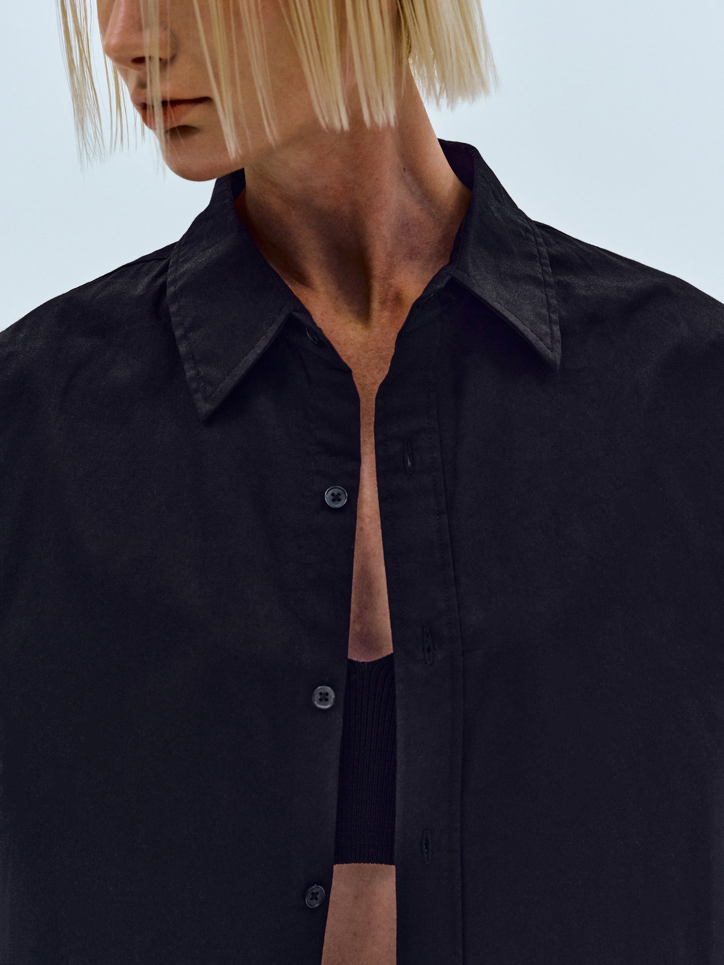 Over-Fit Cotton Shirt, Black