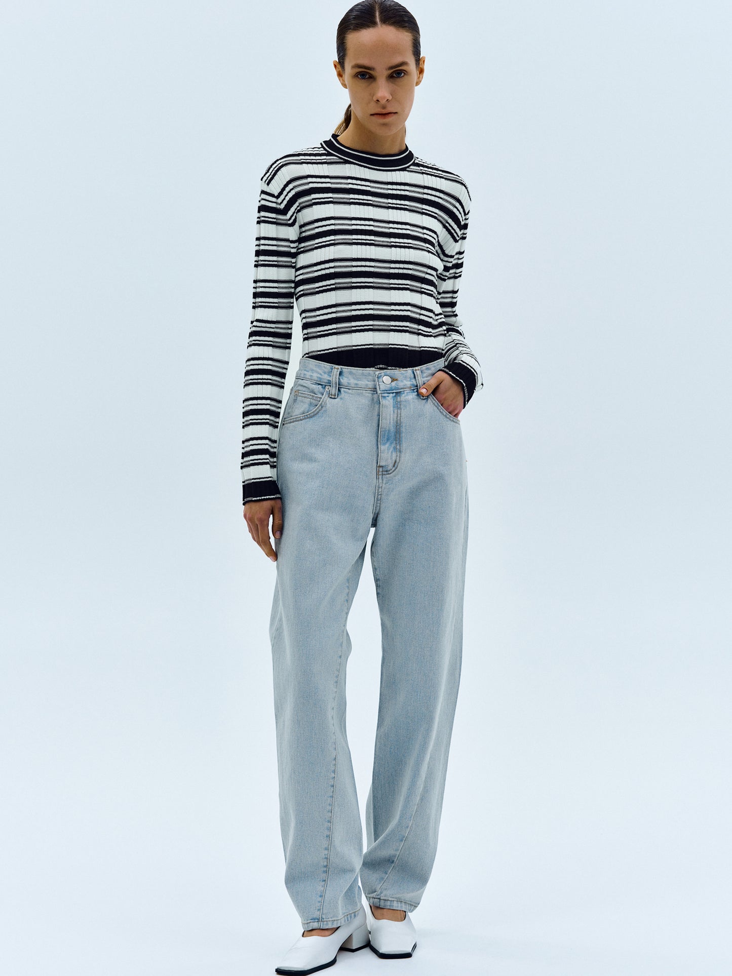 Twisted Seam Jeans, Light Blue