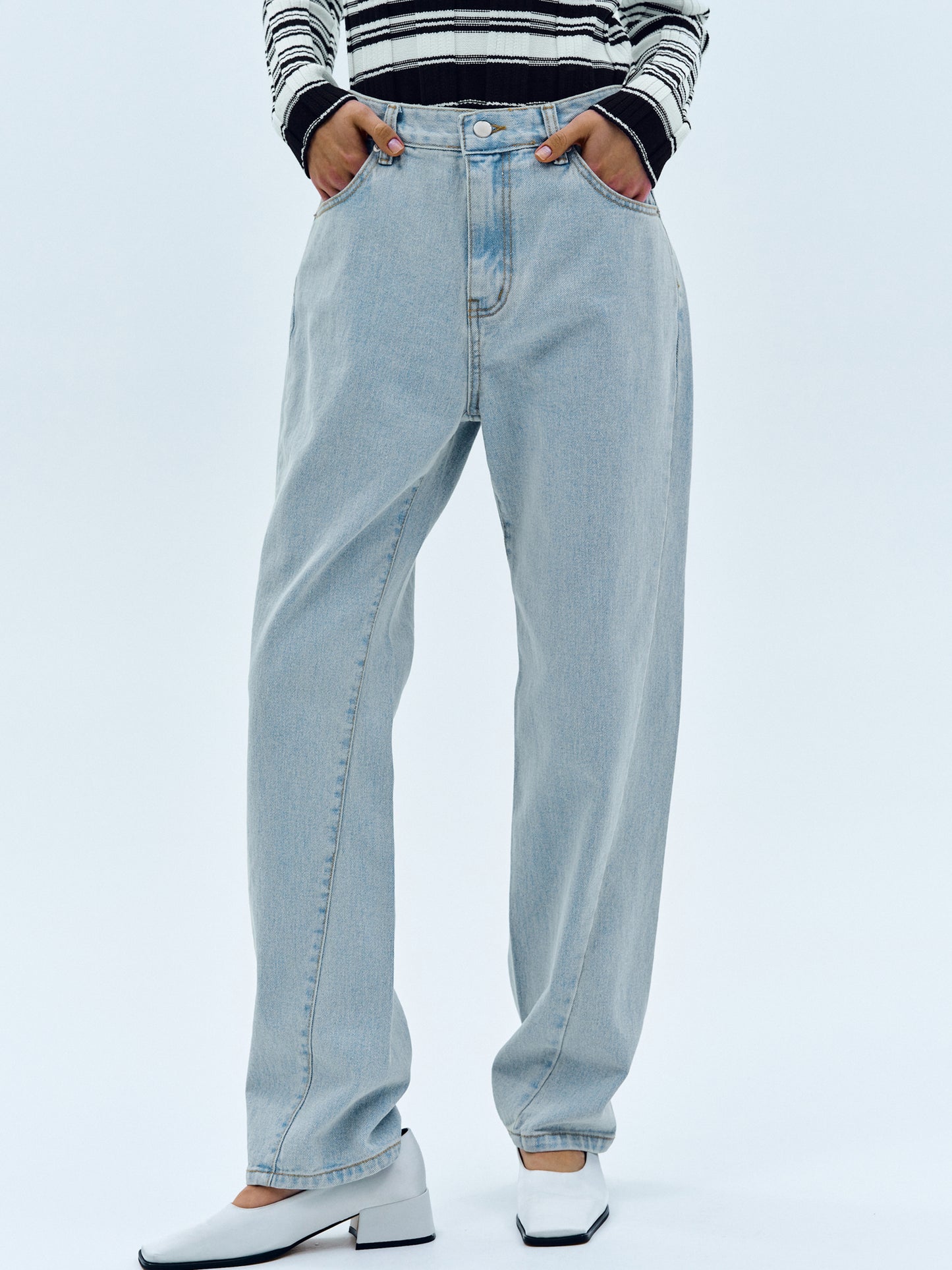 Twisted Seam Jeans, Light Blue