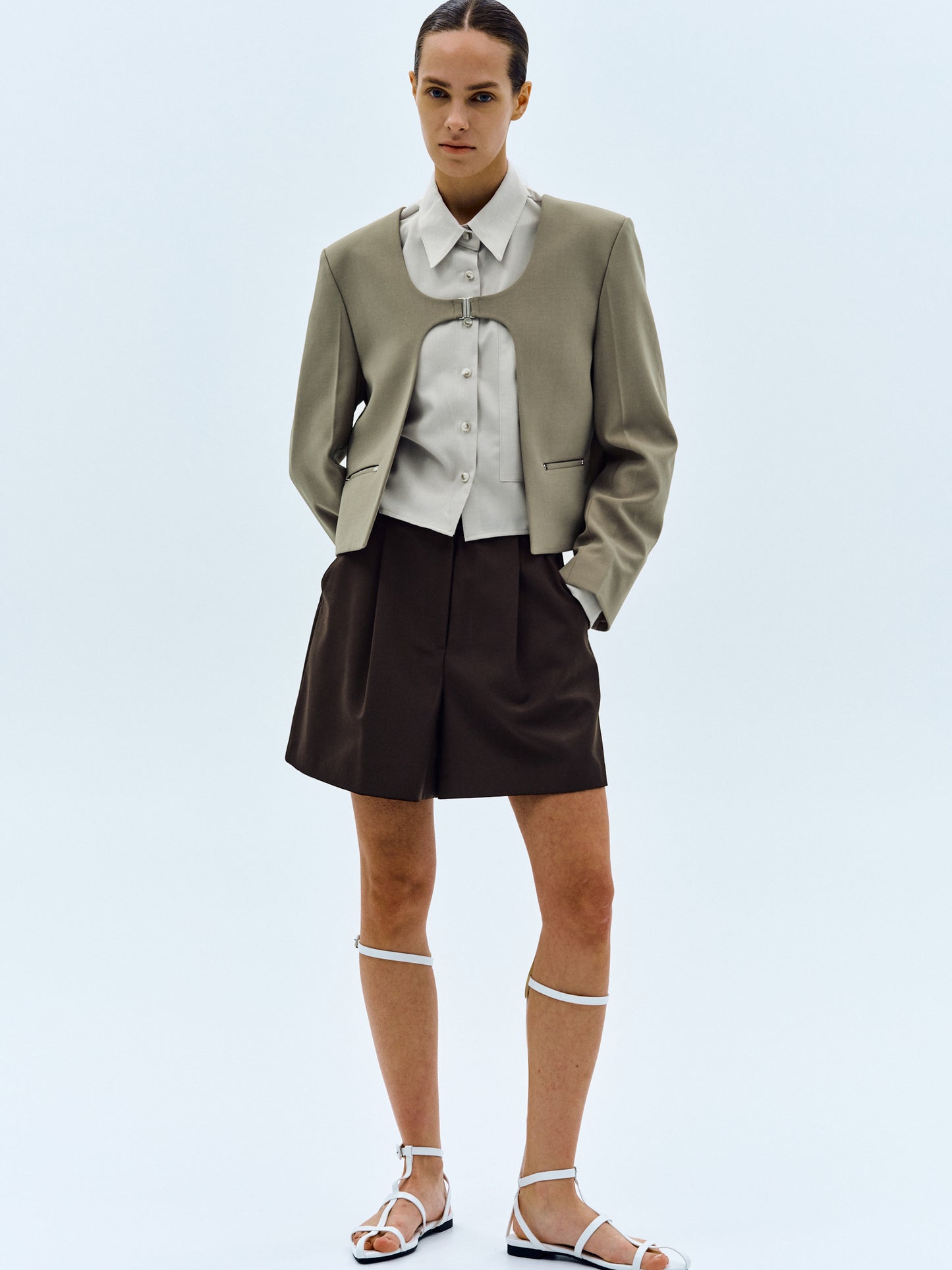 Cut-Out Hook Blazer, Sage