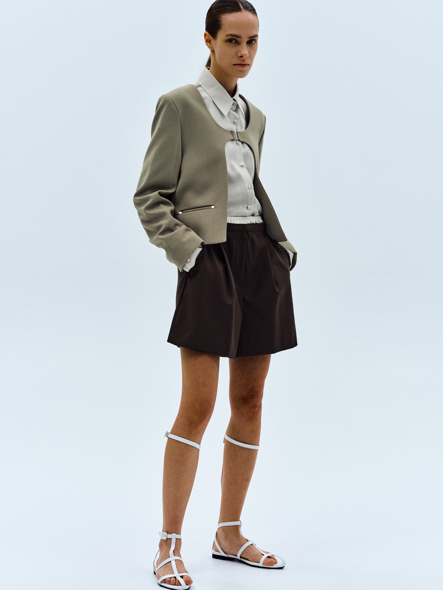 Cut-Out Hook Blazer, Sage