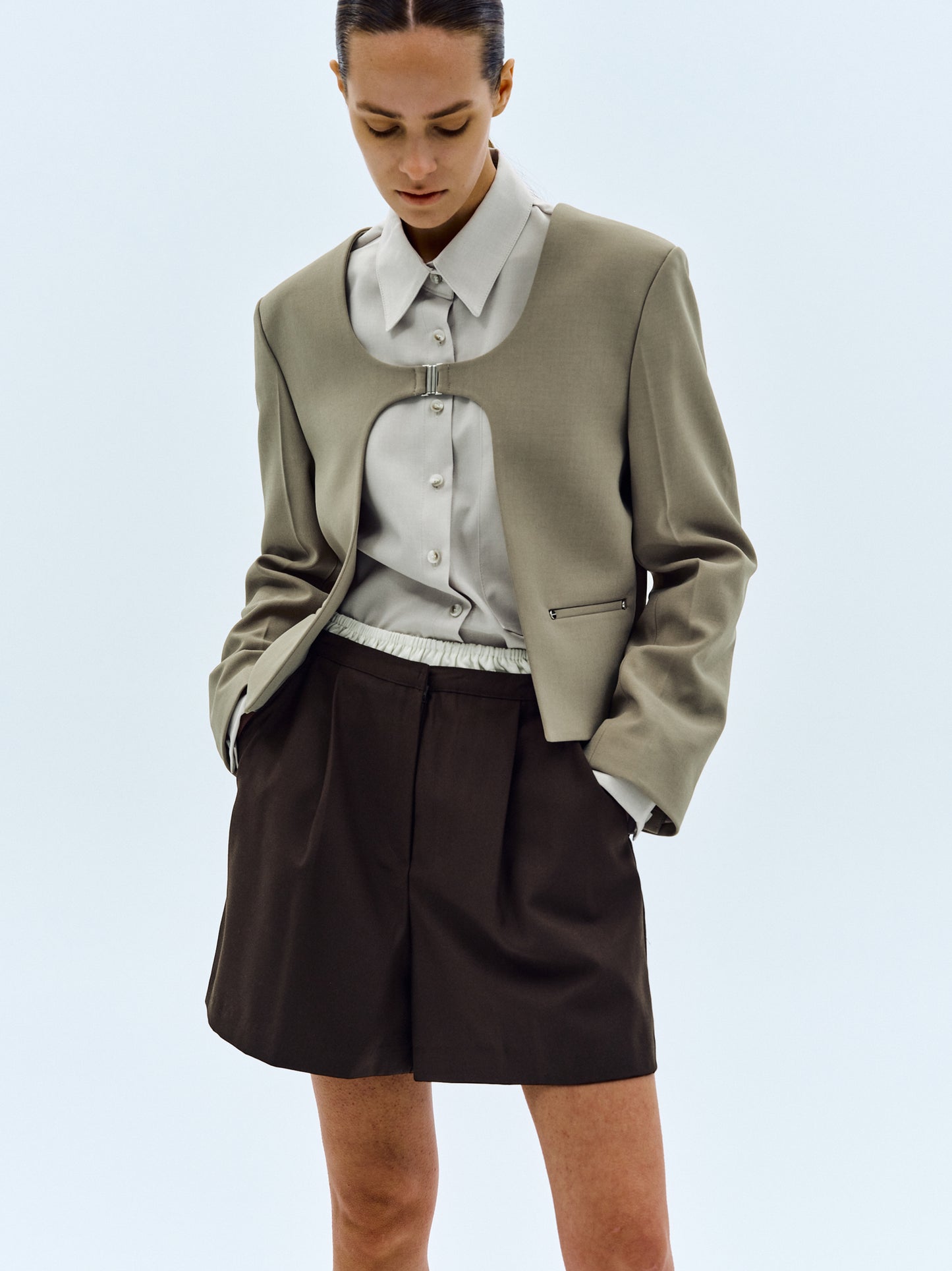 Cut-Out Hook Blazer, Sage