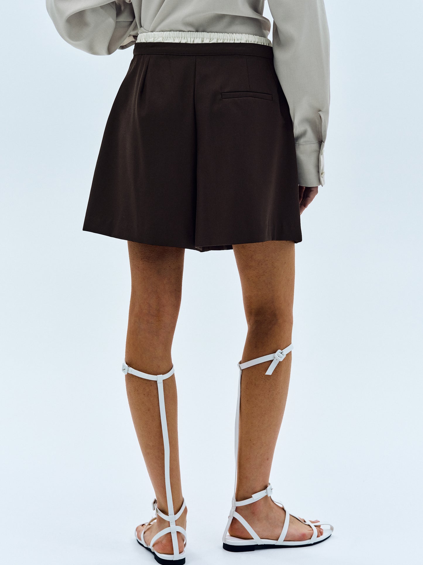 Layered Waistband Shorts, Brown