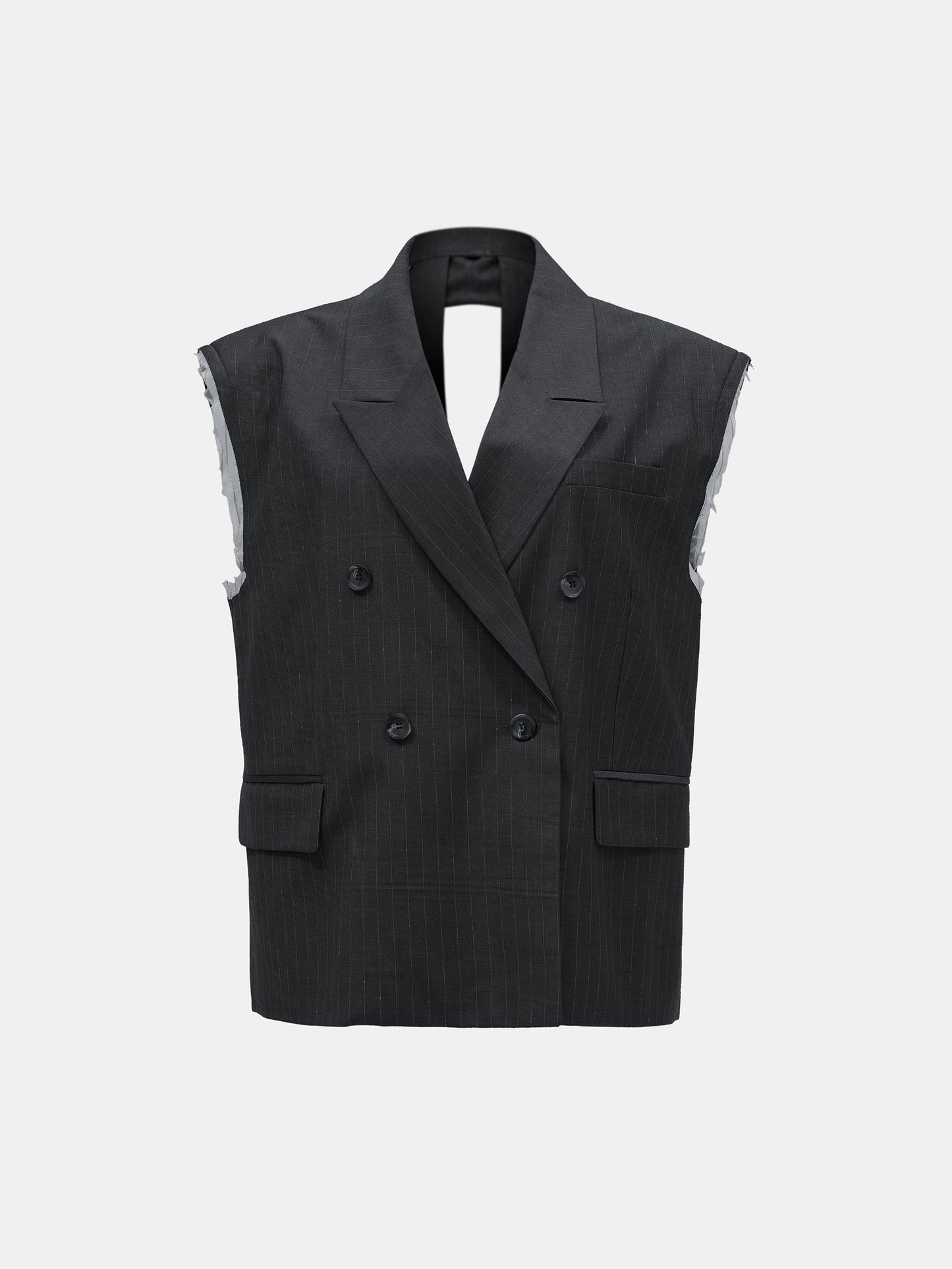 Pin-Buckle Cut Out Vest, Charcoal