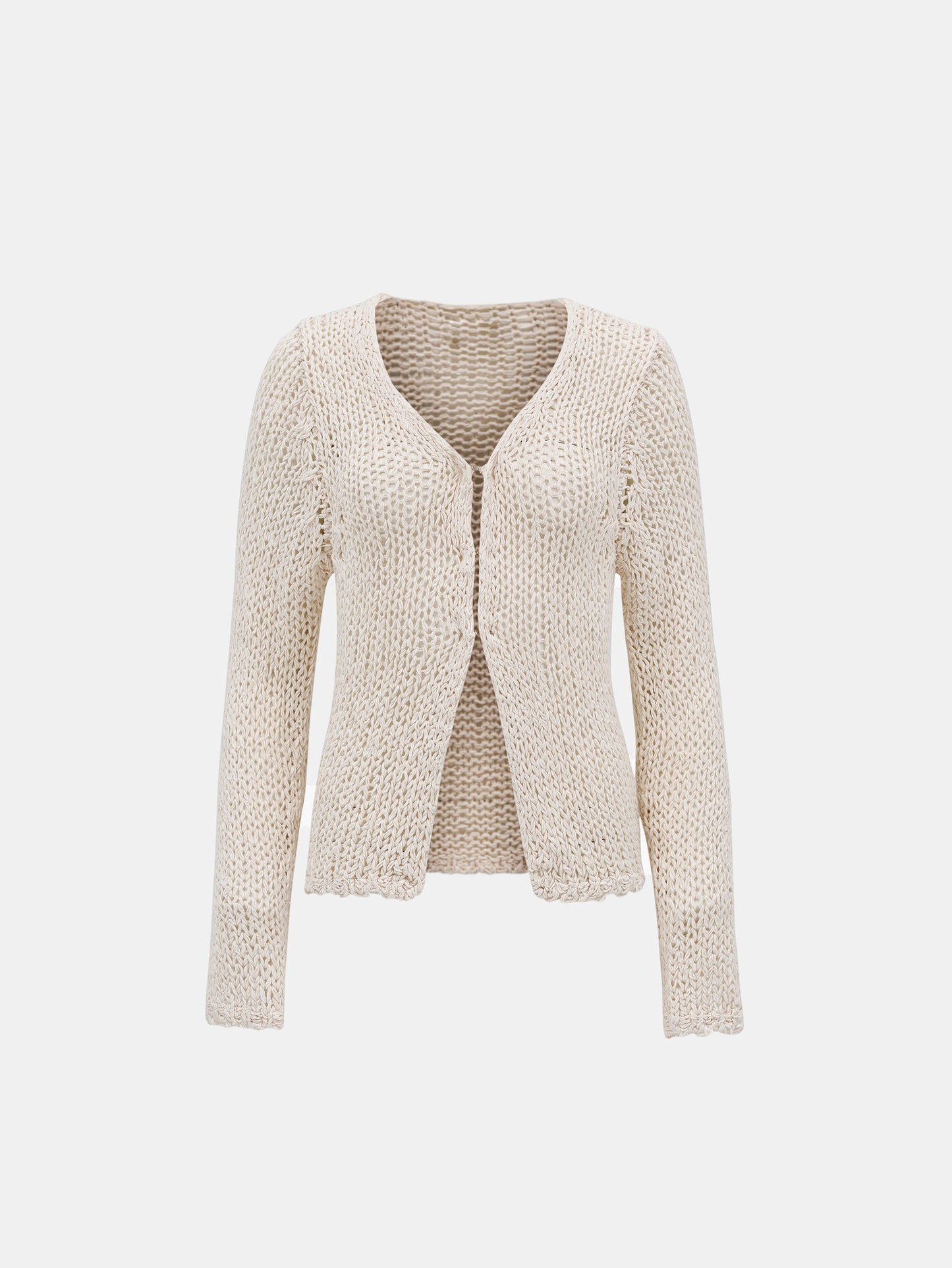 Crochet Knitted Top, Beige