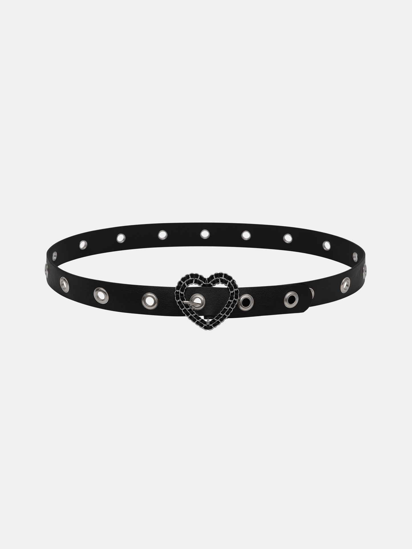 Heart Pendant Leather Belt, Black