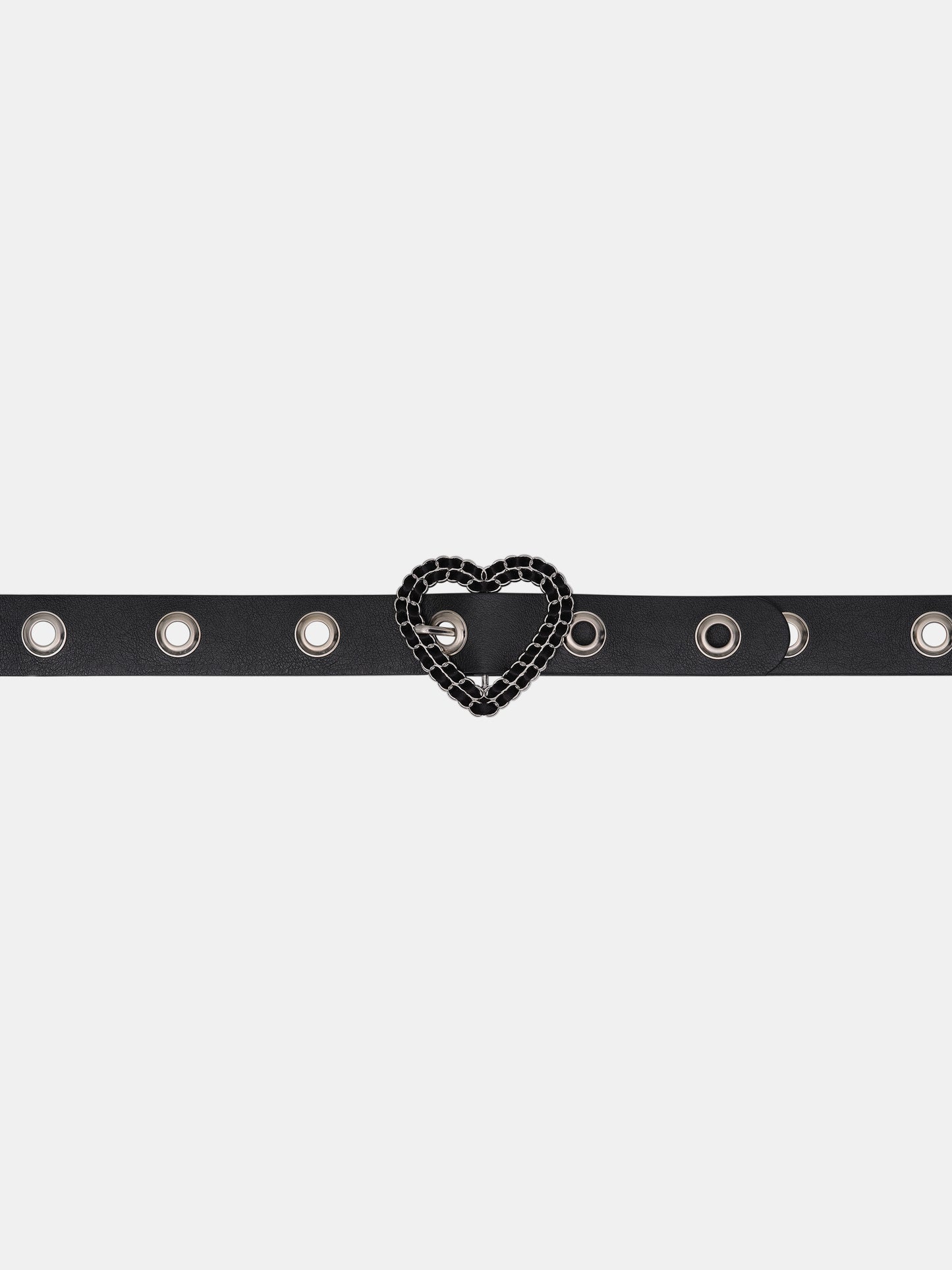 Heart Pendant Leather Belt, Black