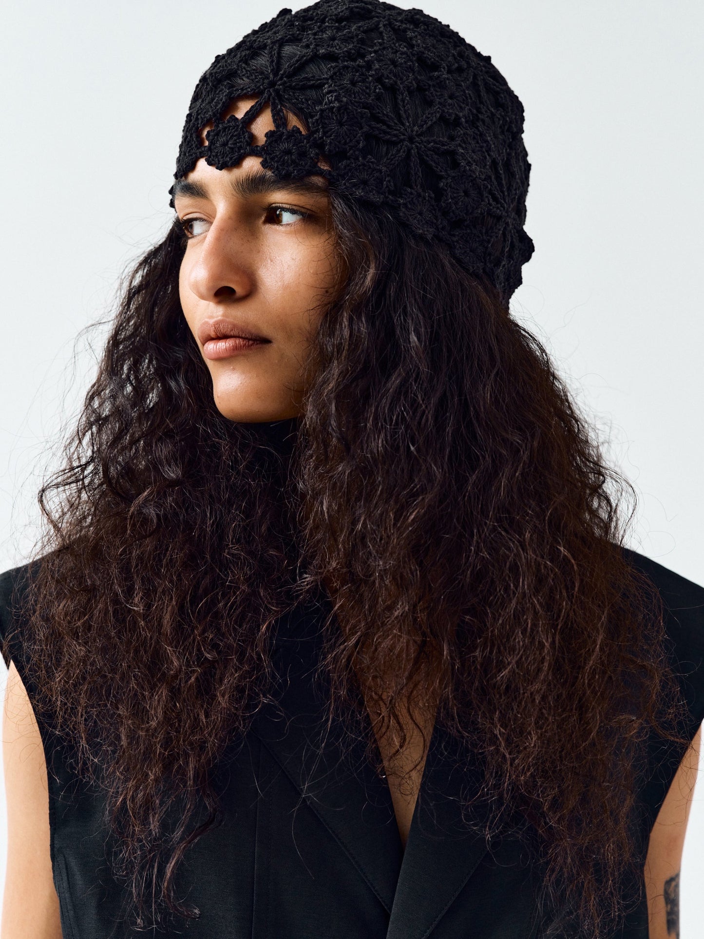 Hand-Crochet Beanie, Black