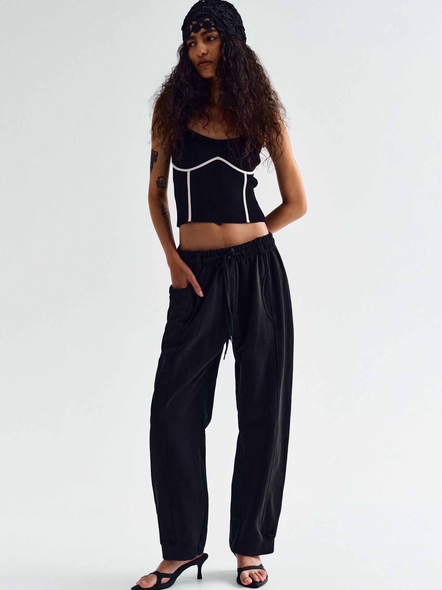 Bustier Rib Tank Top, Black