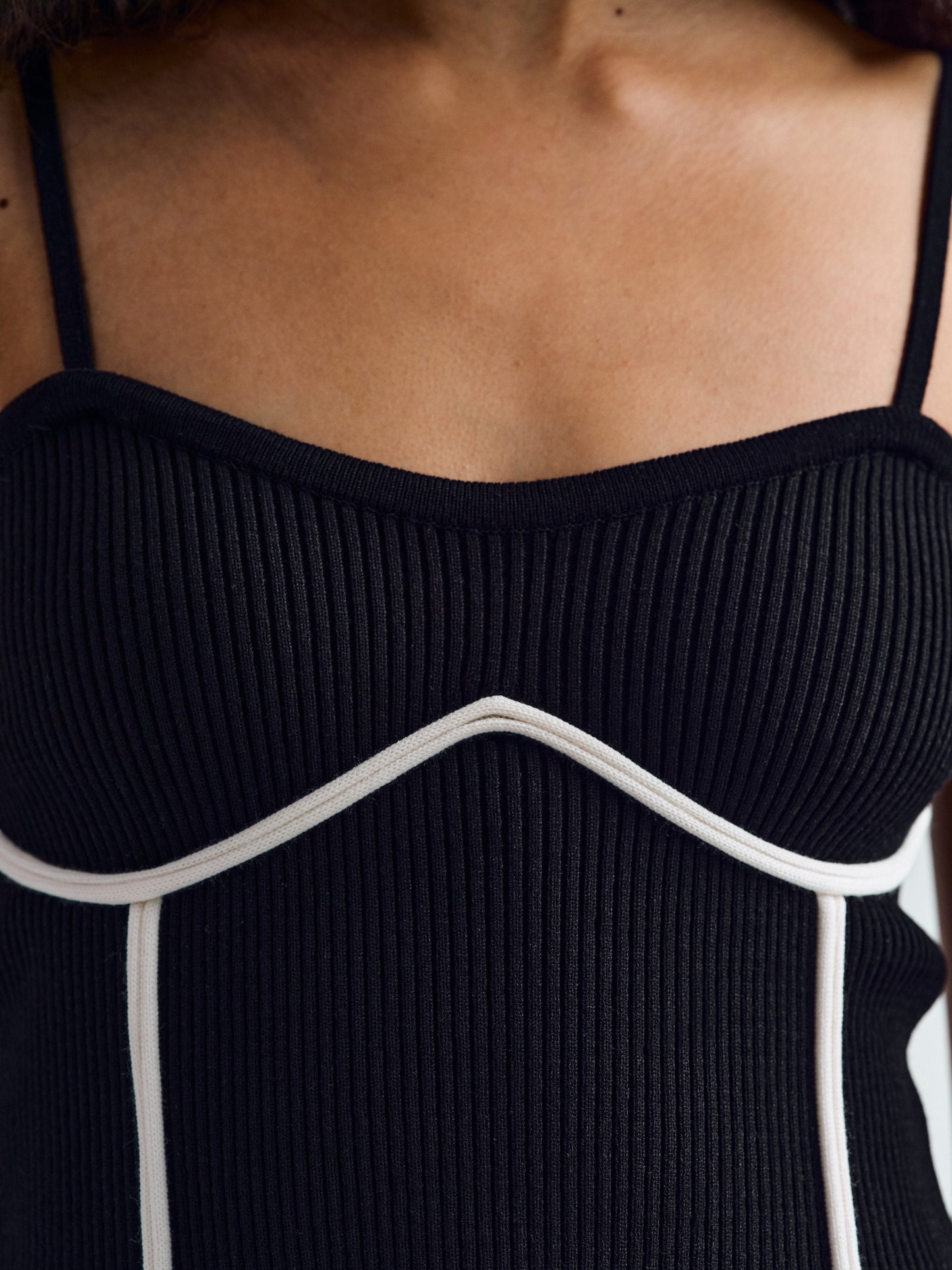 Bustier Rib Tank Top, Black