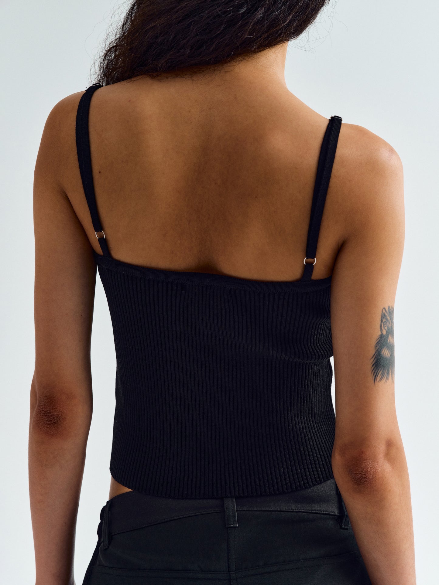 Bustier Rib Tank Top, Black