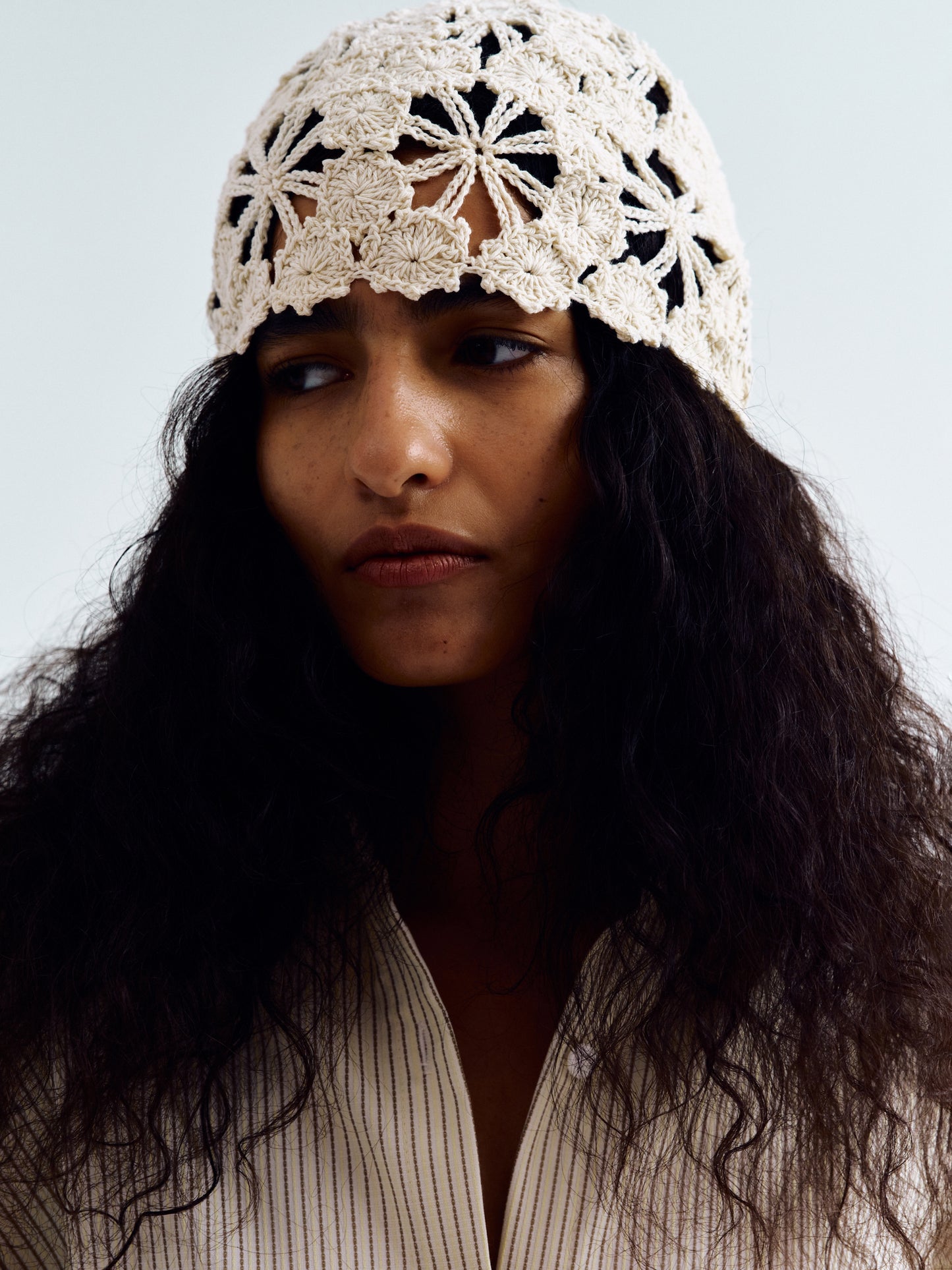 Hand-Crochet Beanie, Ivory