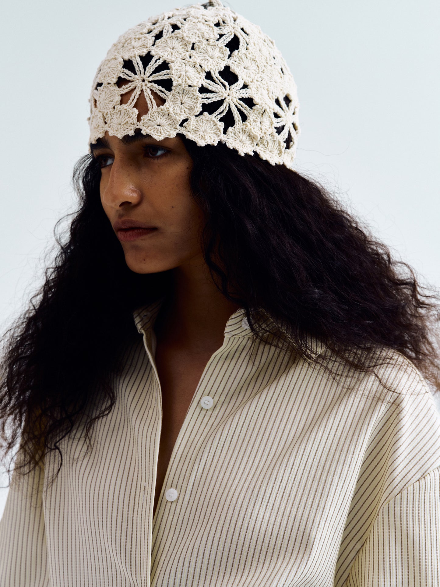 Hand-Crochet Beanie, Ivory