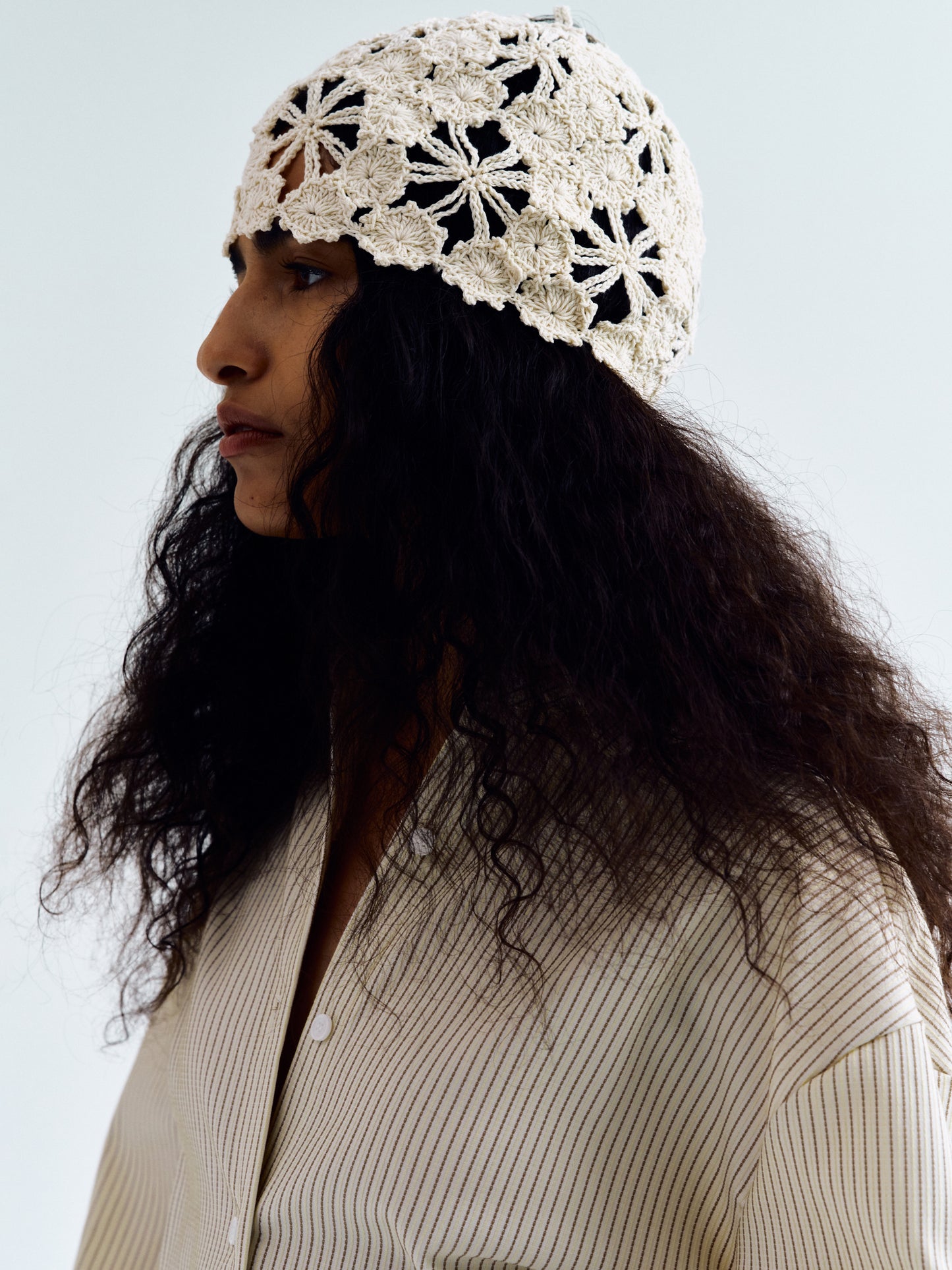 Hand-Crochet Beanie, Ivory