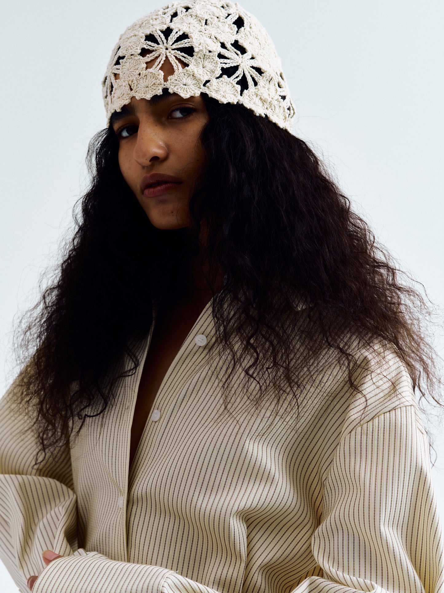 Hand-Crochet Beanie, Ivory