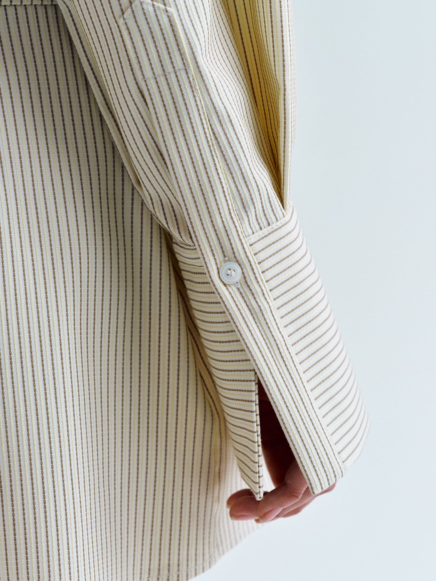 Striped Shirt Minidress, Beige