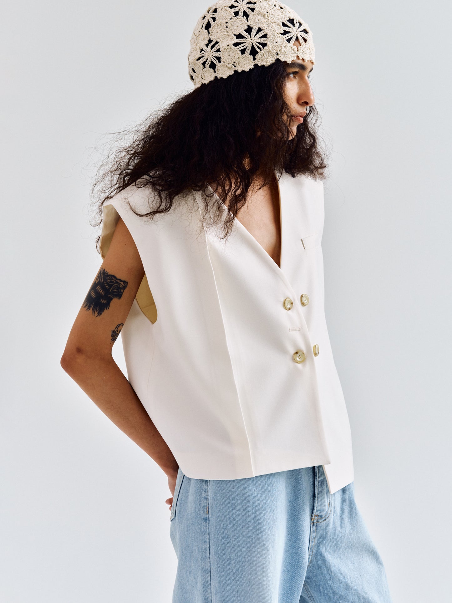 Double Breasted Waistcoat, Ivory