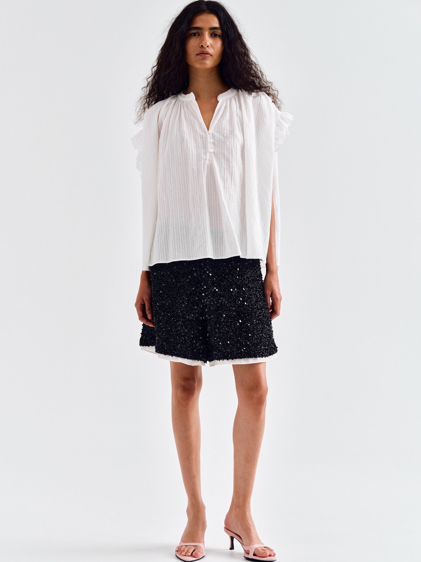 All Over Sequin Shorts, Black