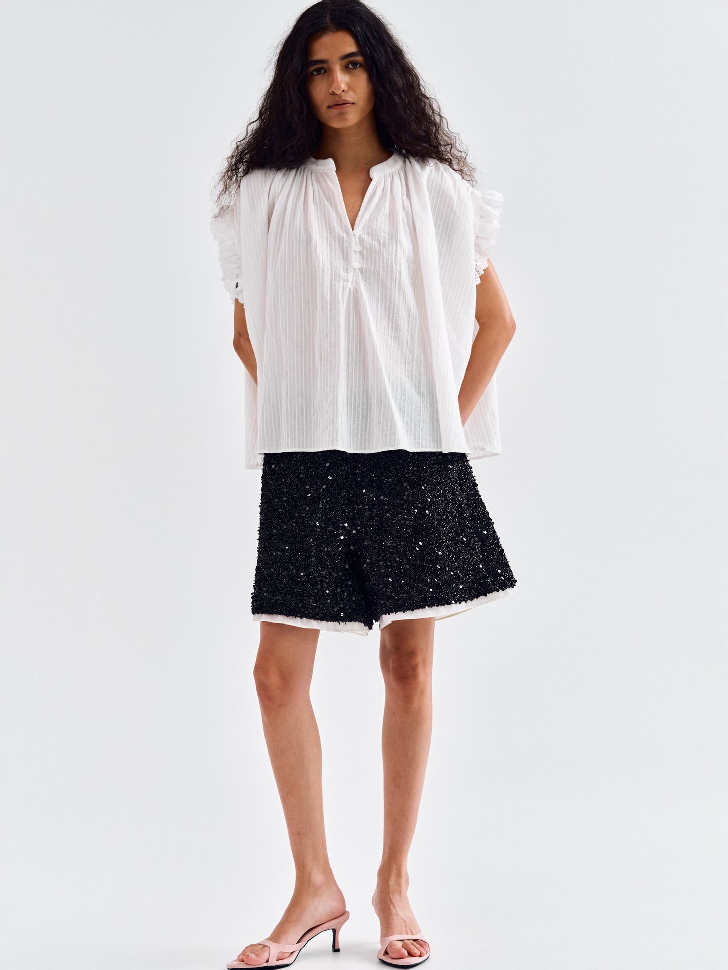 Gauze Eyelet Blouse, White