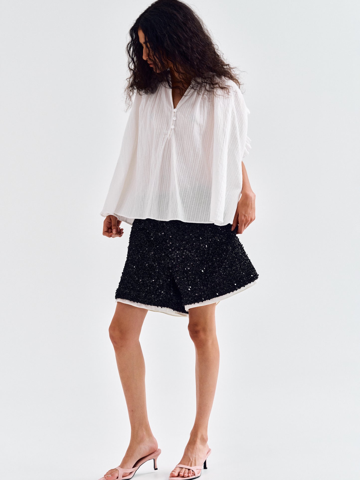 All Over Sequin Shorts, Black