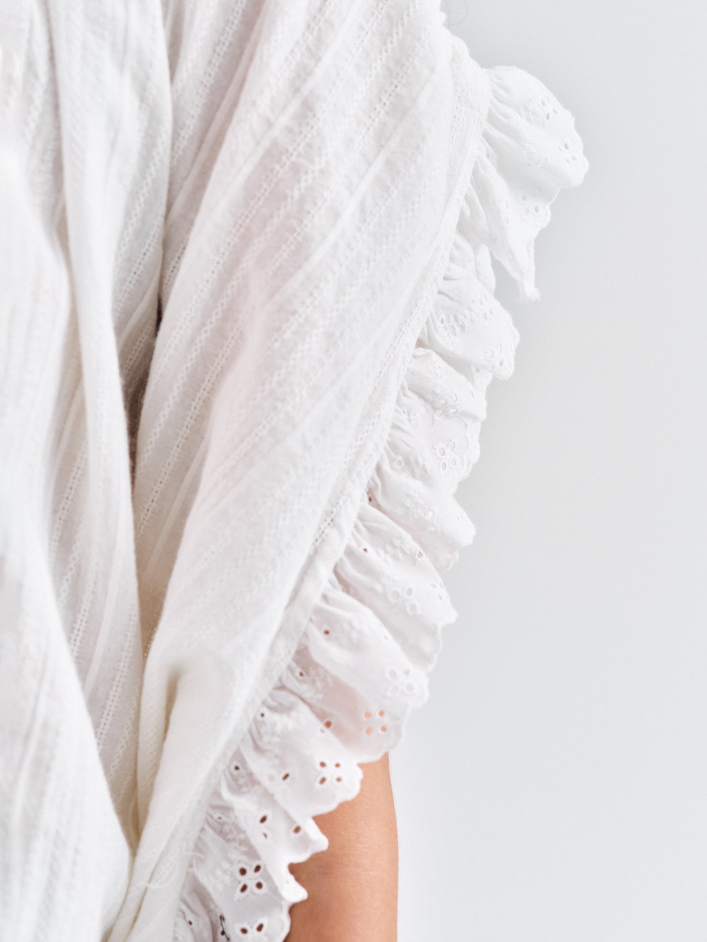 Gauze Eyelet Blouse, White