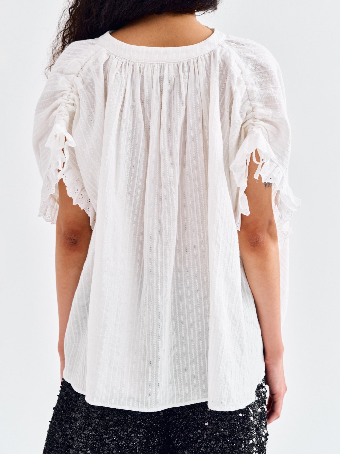 Gauze Eyelet Blouse, White