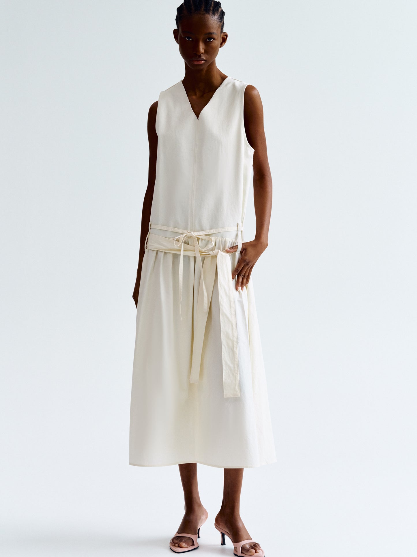 Double Belt Dress, Ivory