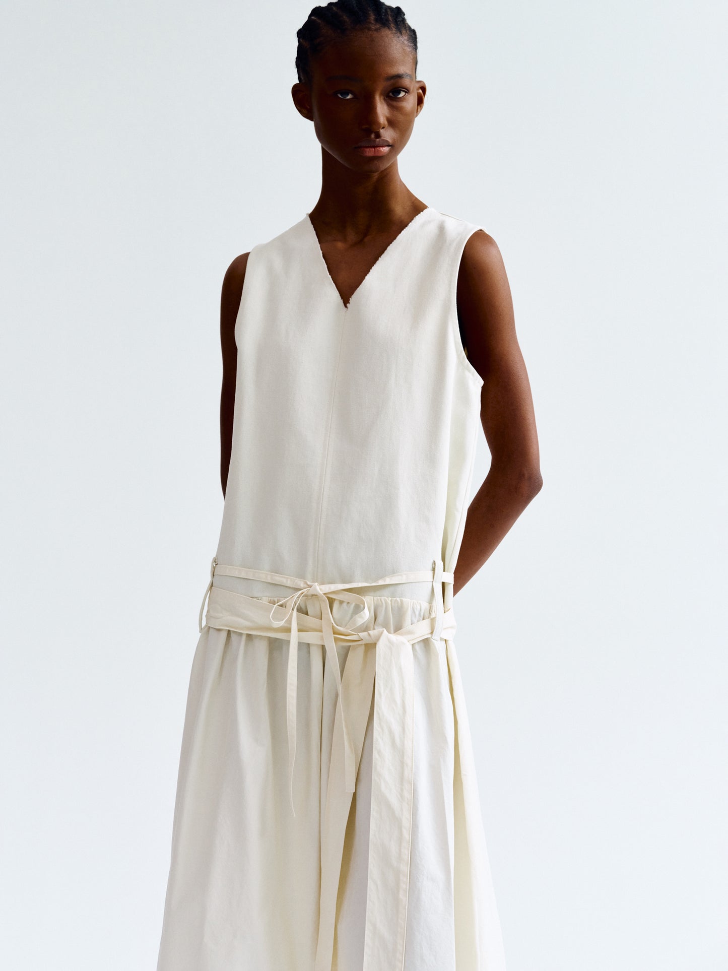 Double Belt Dress, Ivory