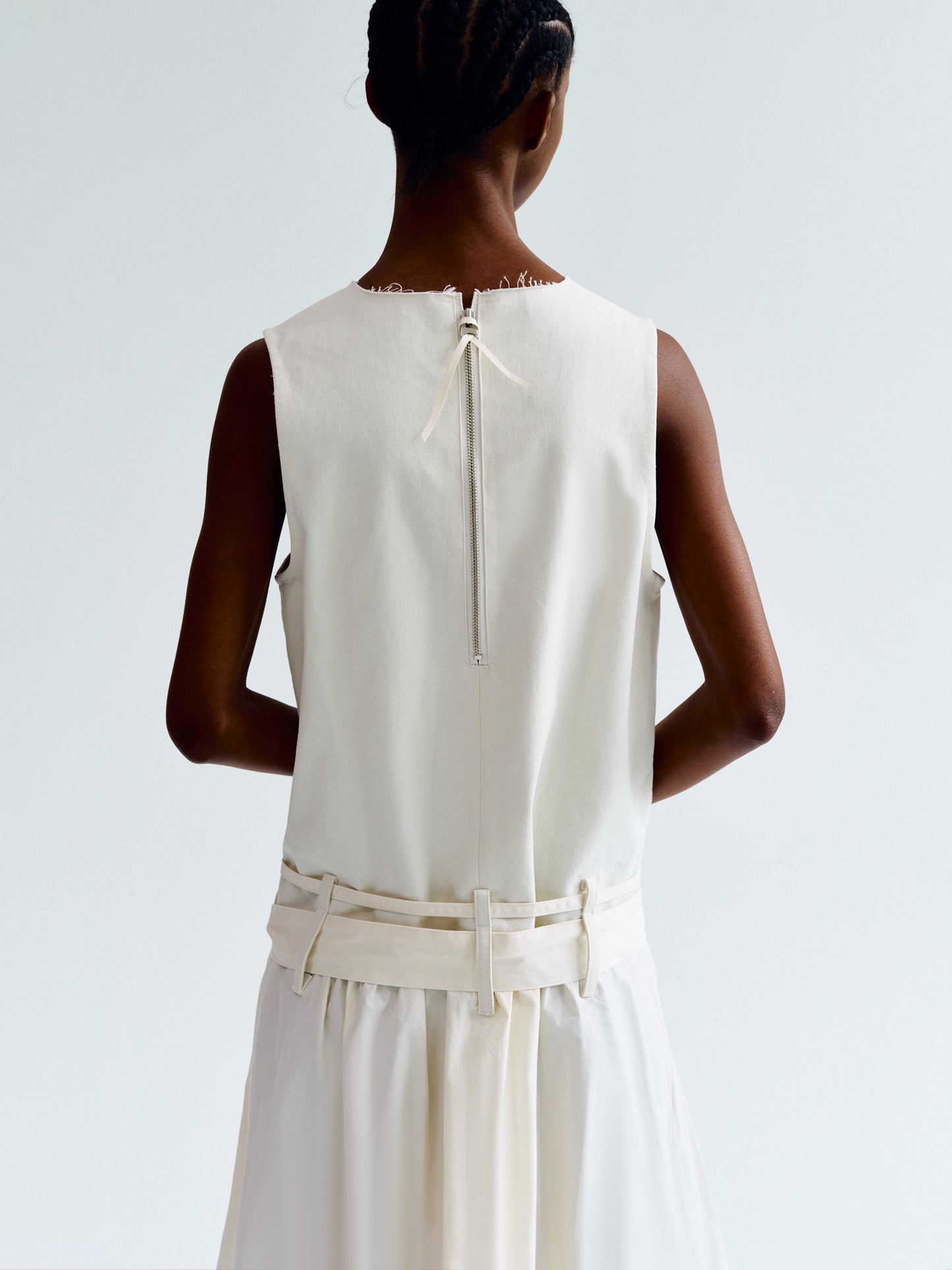 Double Belt Dress, Ivory