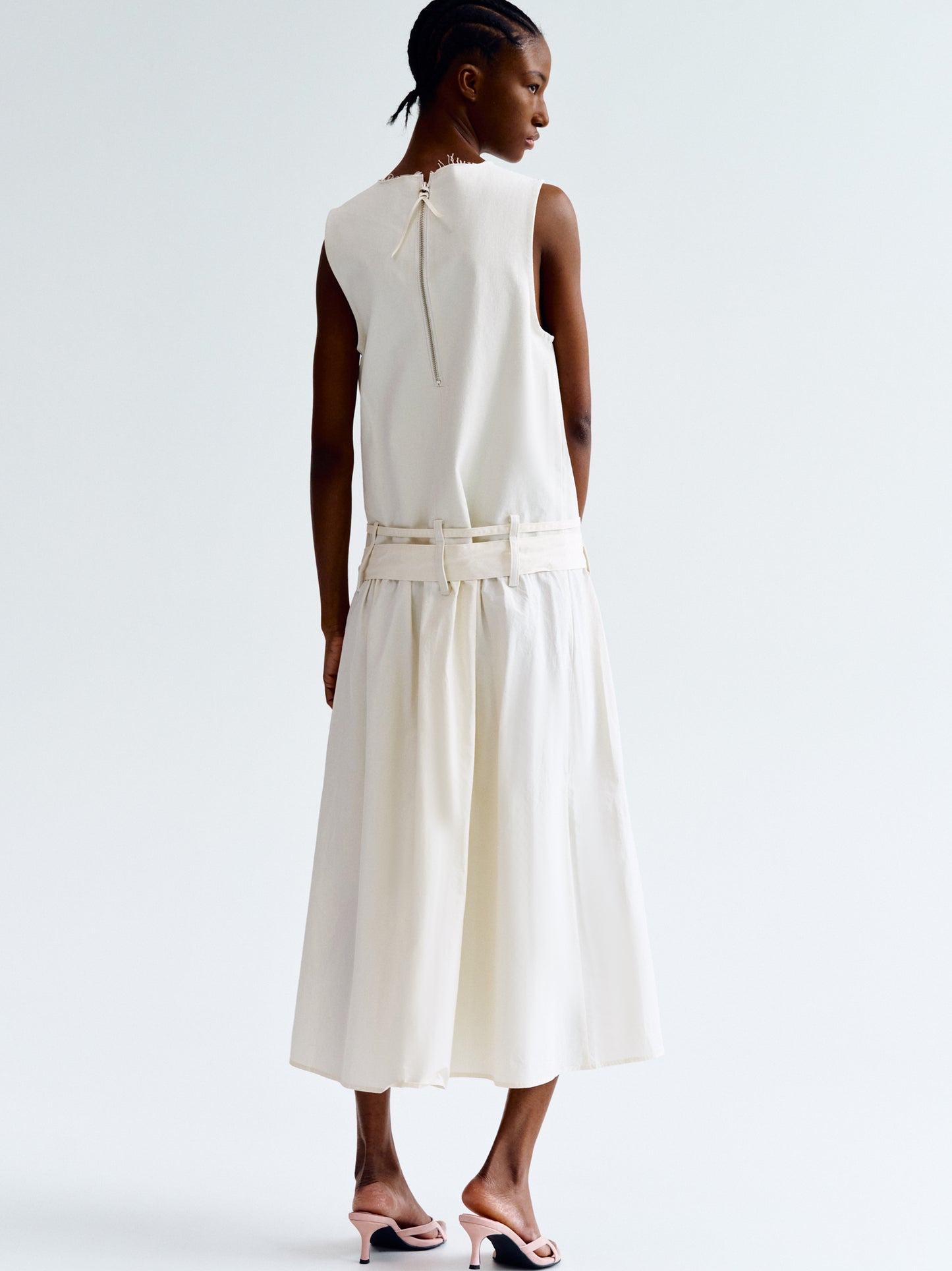 Double Belt Dress, Ivory