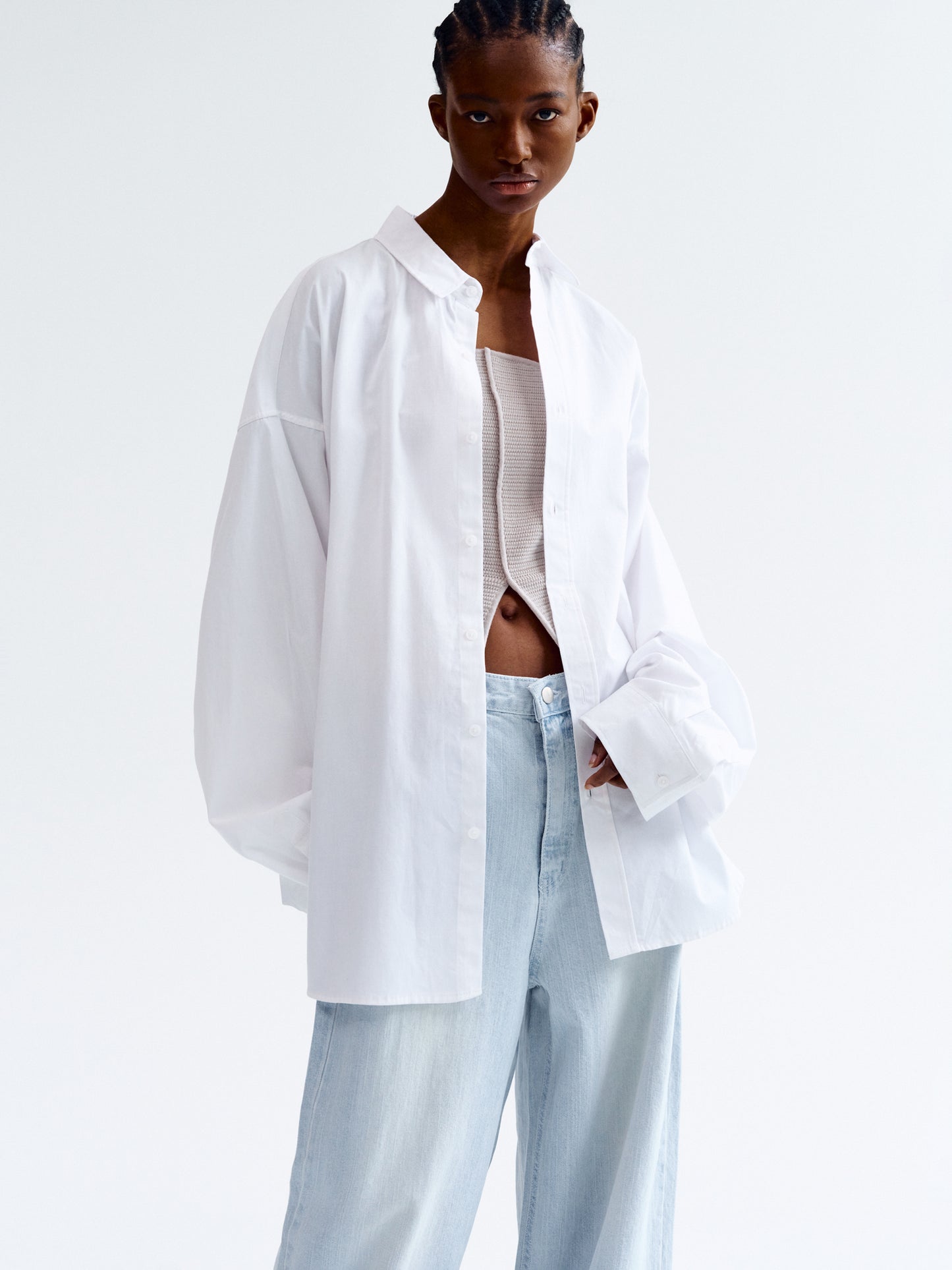 Over-Fit Cotton Shirt, White