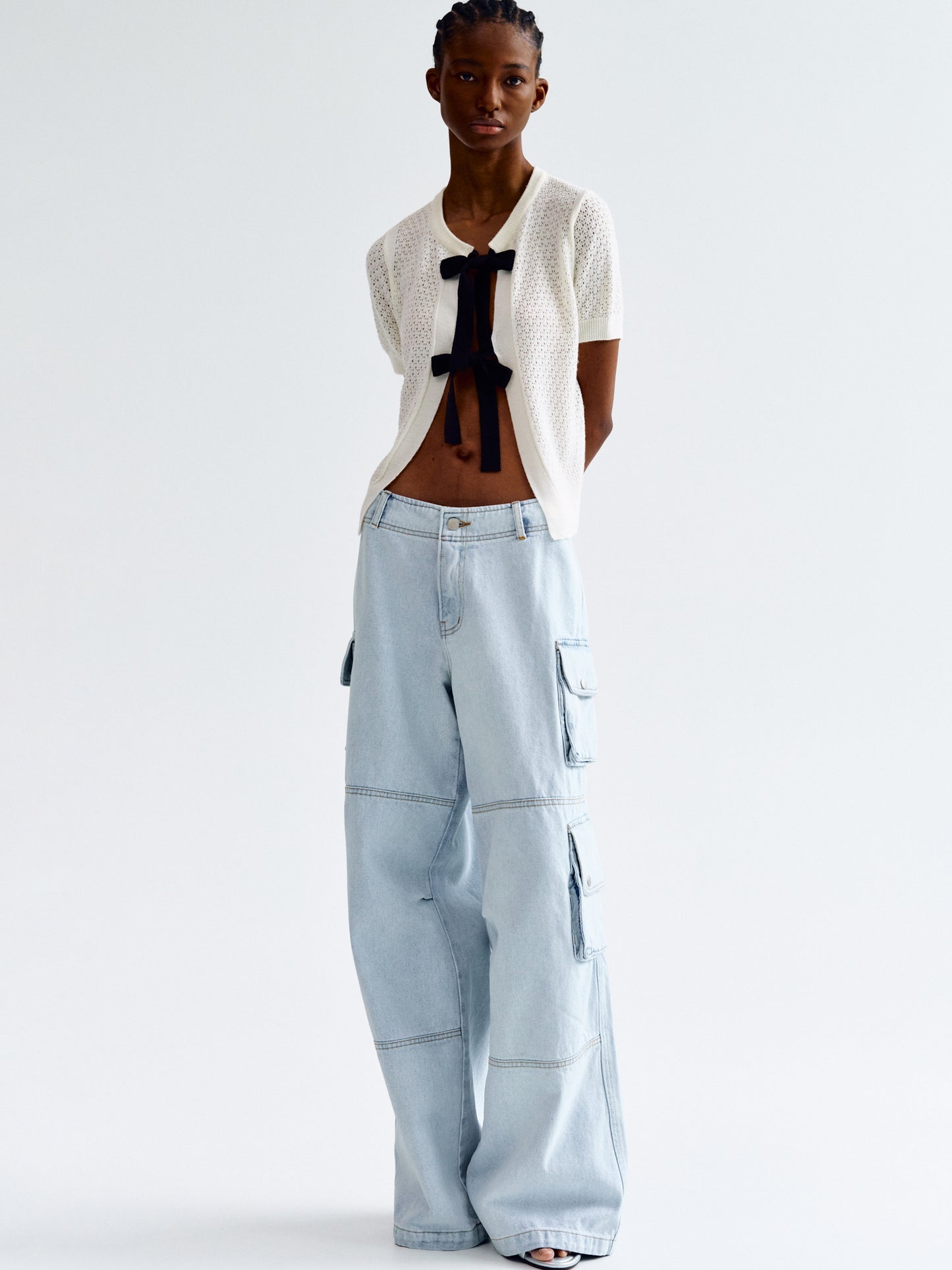 Flap Pocket Cargo Jeans, Light Blue