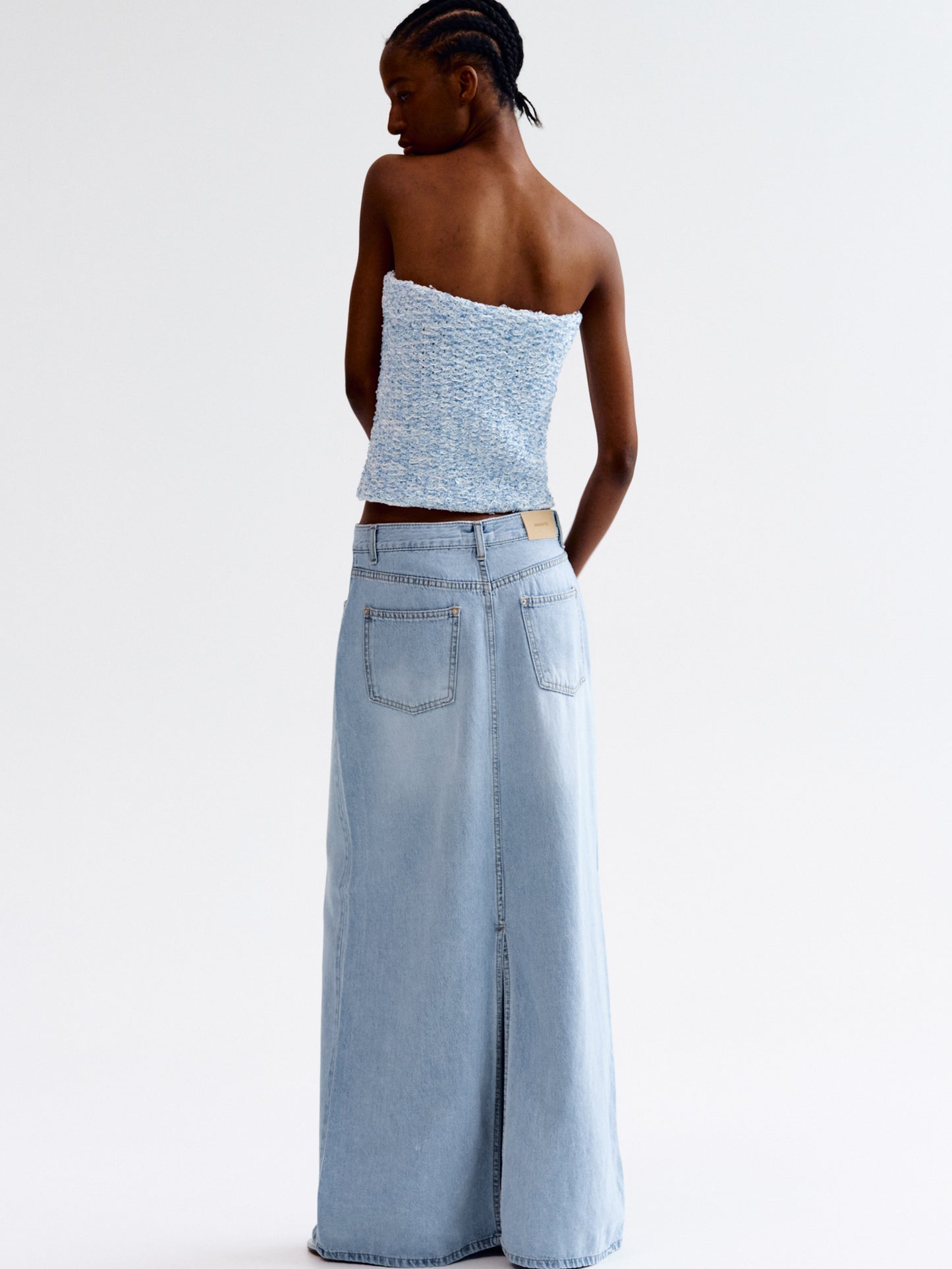 Tweed Tube Top, Sky Blue
