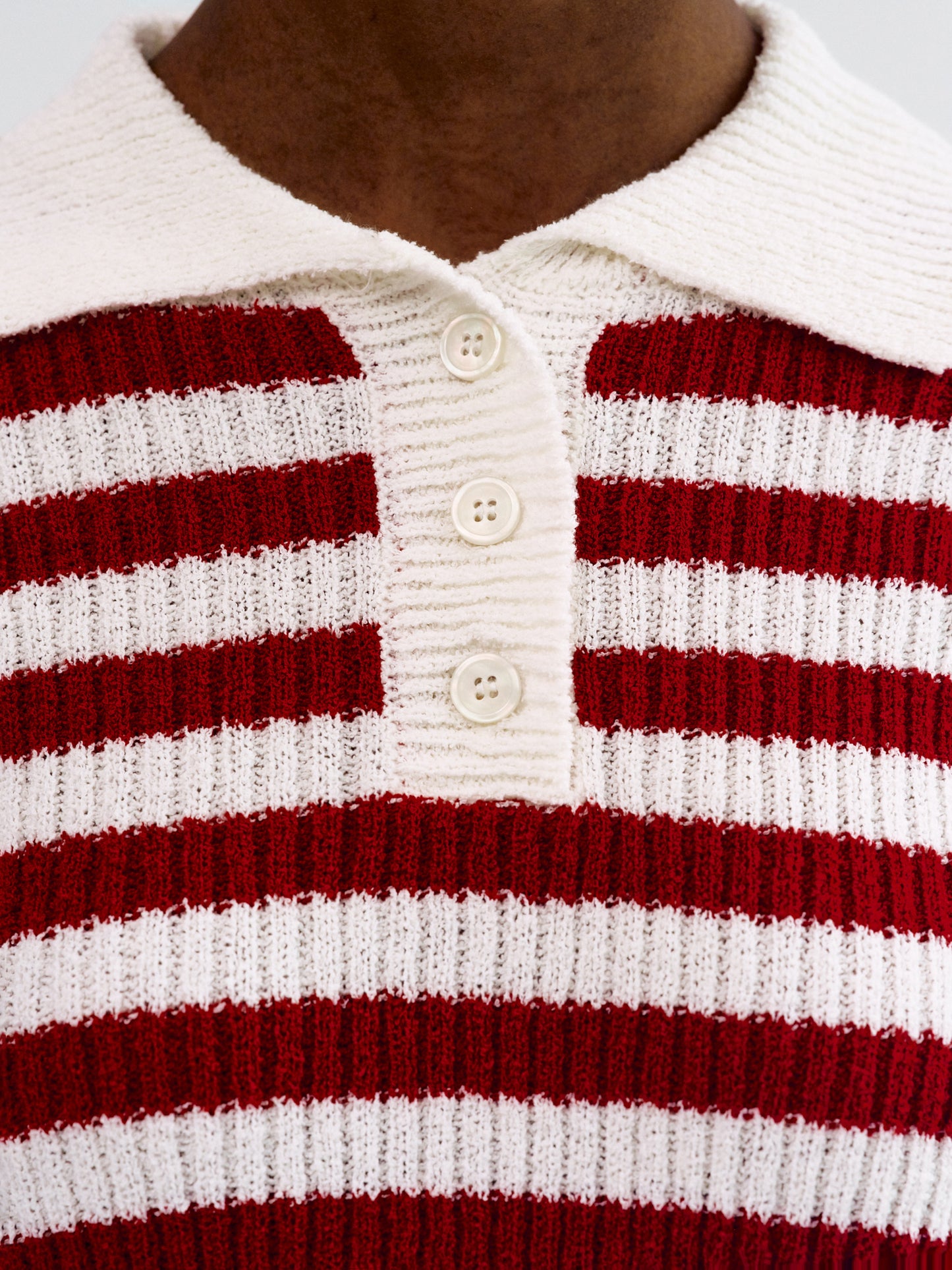 Cropped Stripe Polo, Red