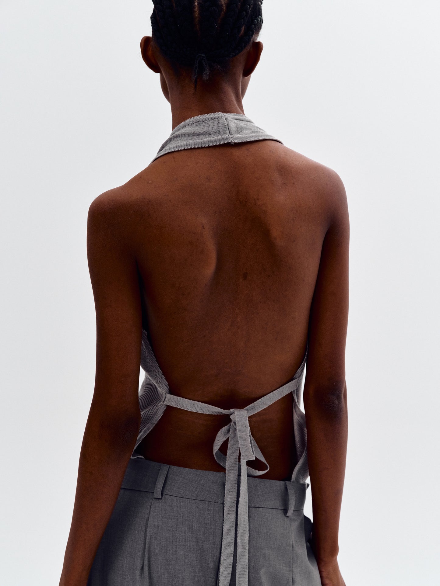 (Pre-order) Backless Cowl Neck Knit, Gray
