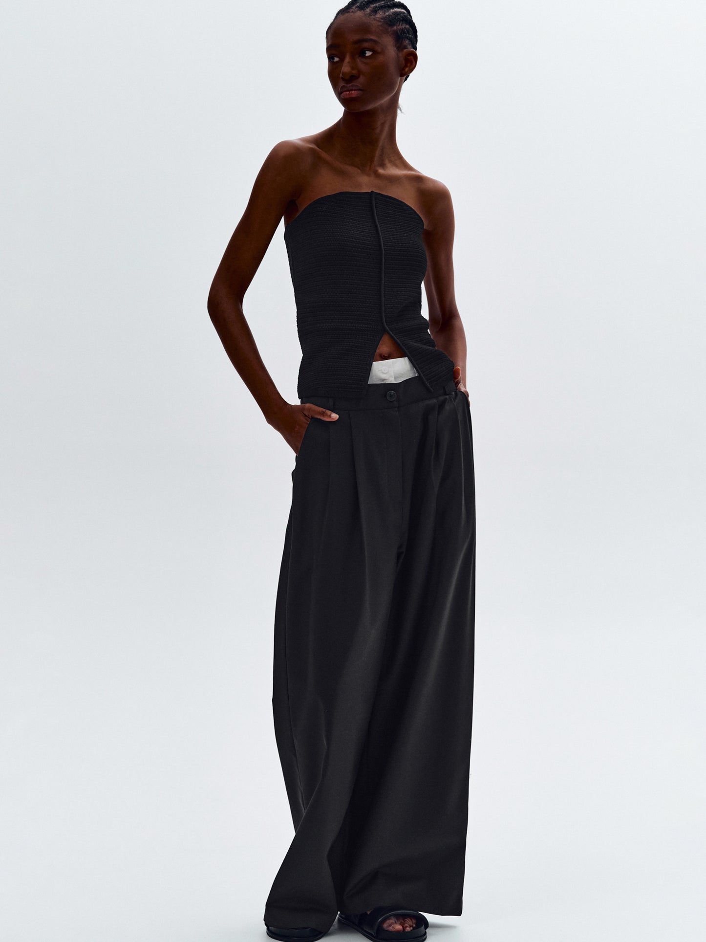 Dart Knitted Tube Top, Black